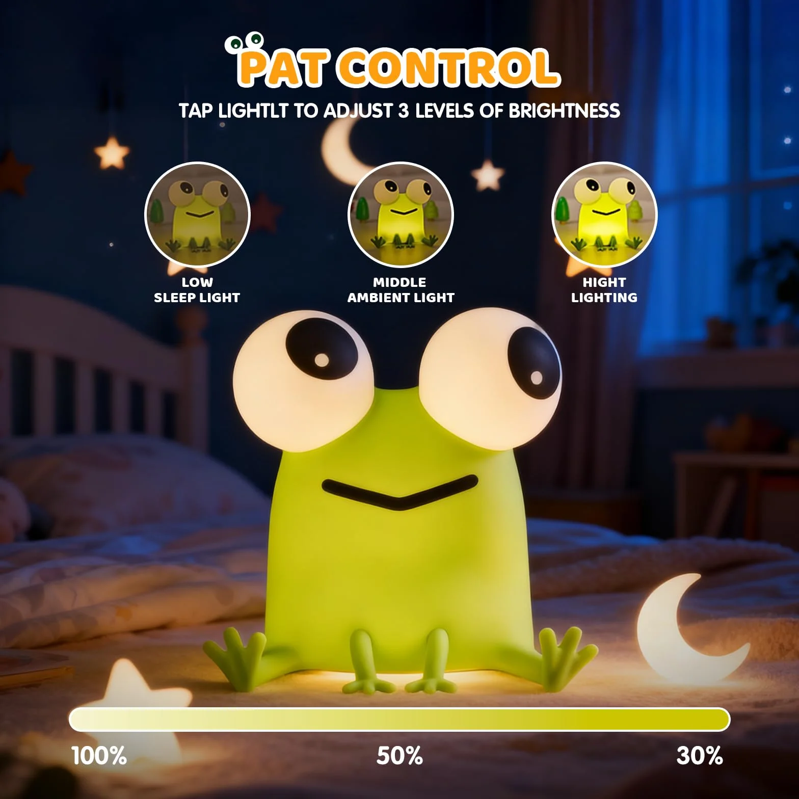Gemmac Veilleuse Grenouille Rechargeable Silicone Tactile Lumière Allaitement Dimmable 7 Couleurs Minuterie Lampe Chevet