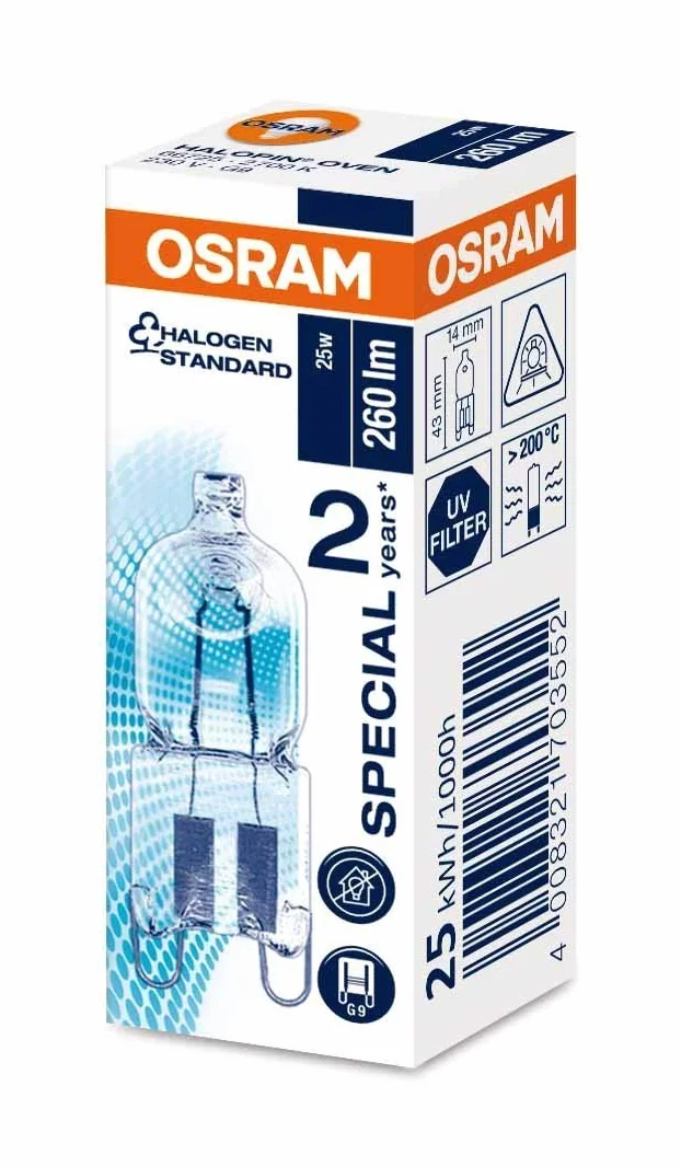 Ampoules halogènes OSRAM HALOPIN OVEN Culot G9 230/240 V 25 W
