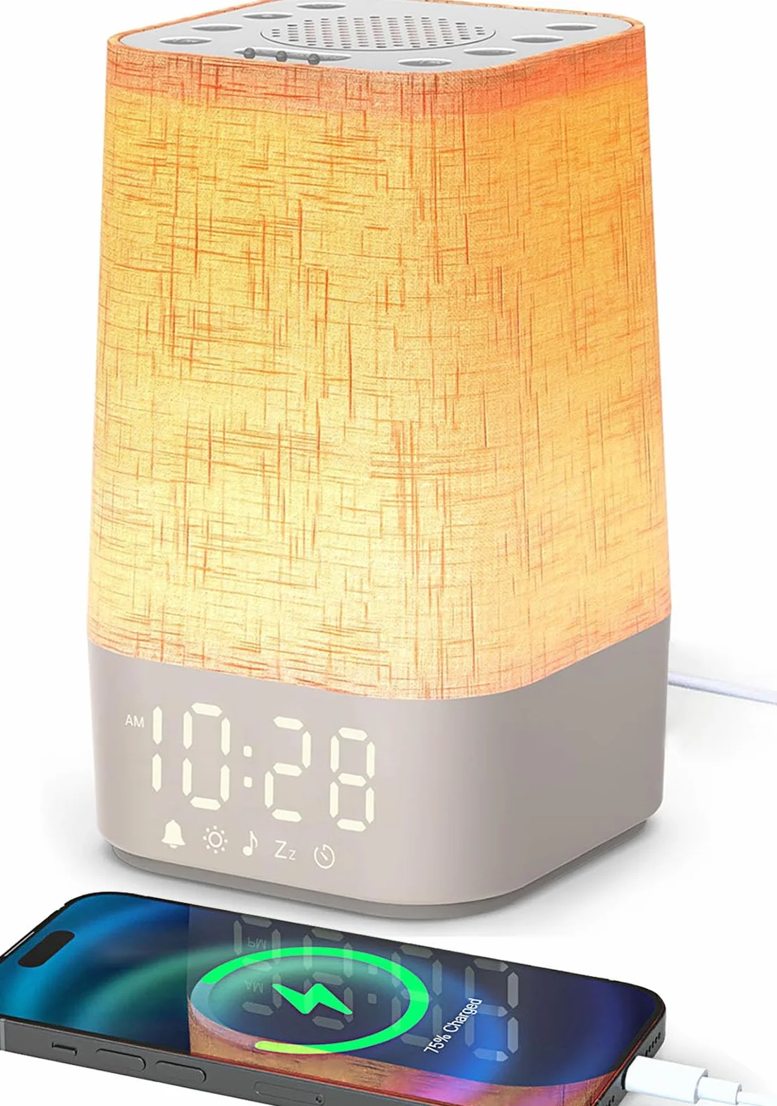 Réveil Lumineux Simulateur d'Aube avec 30 Sons, Lampe de Chevet à Intensité Variable, Charge, Snooze, Minuteur