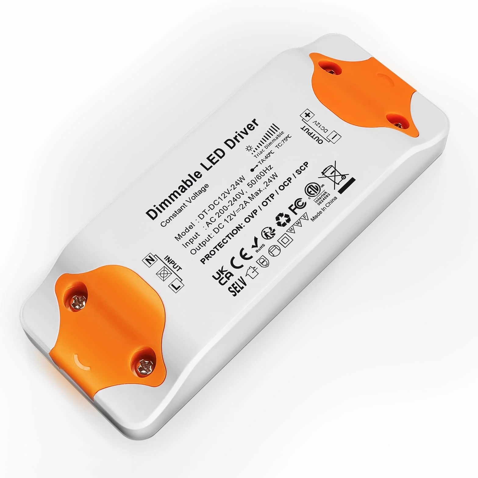 REYLAX Transformateur LED 12V Dimmable TRIAC 24W 2A Alimentation Tension Constante 220V AC DC Convertisseur
