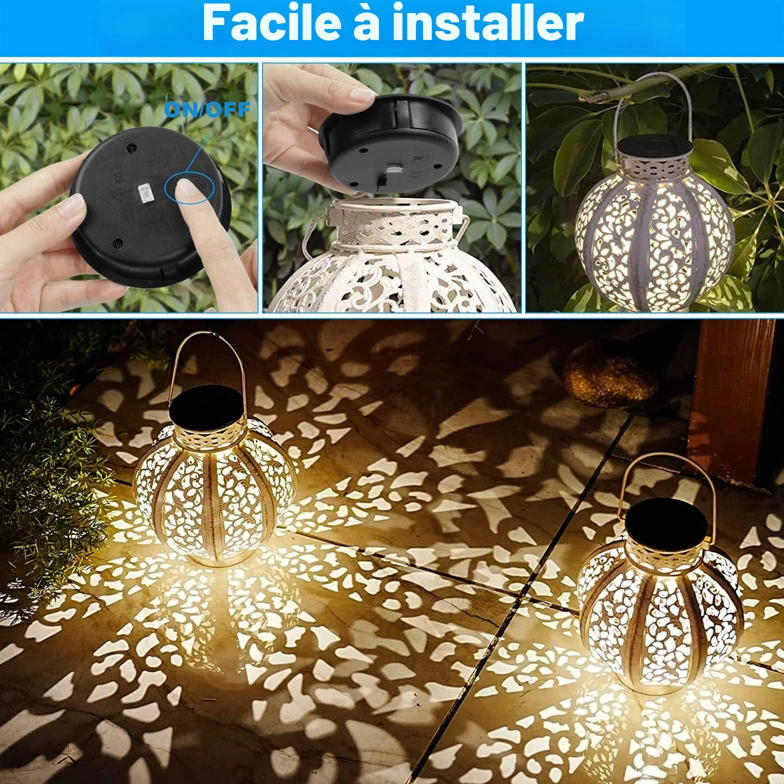 Lampes Solaires de Rechange 4 Pièces, Panneau Solaire Lanterne Couvercle, Remplacement Lumières Solaires Top 8cm