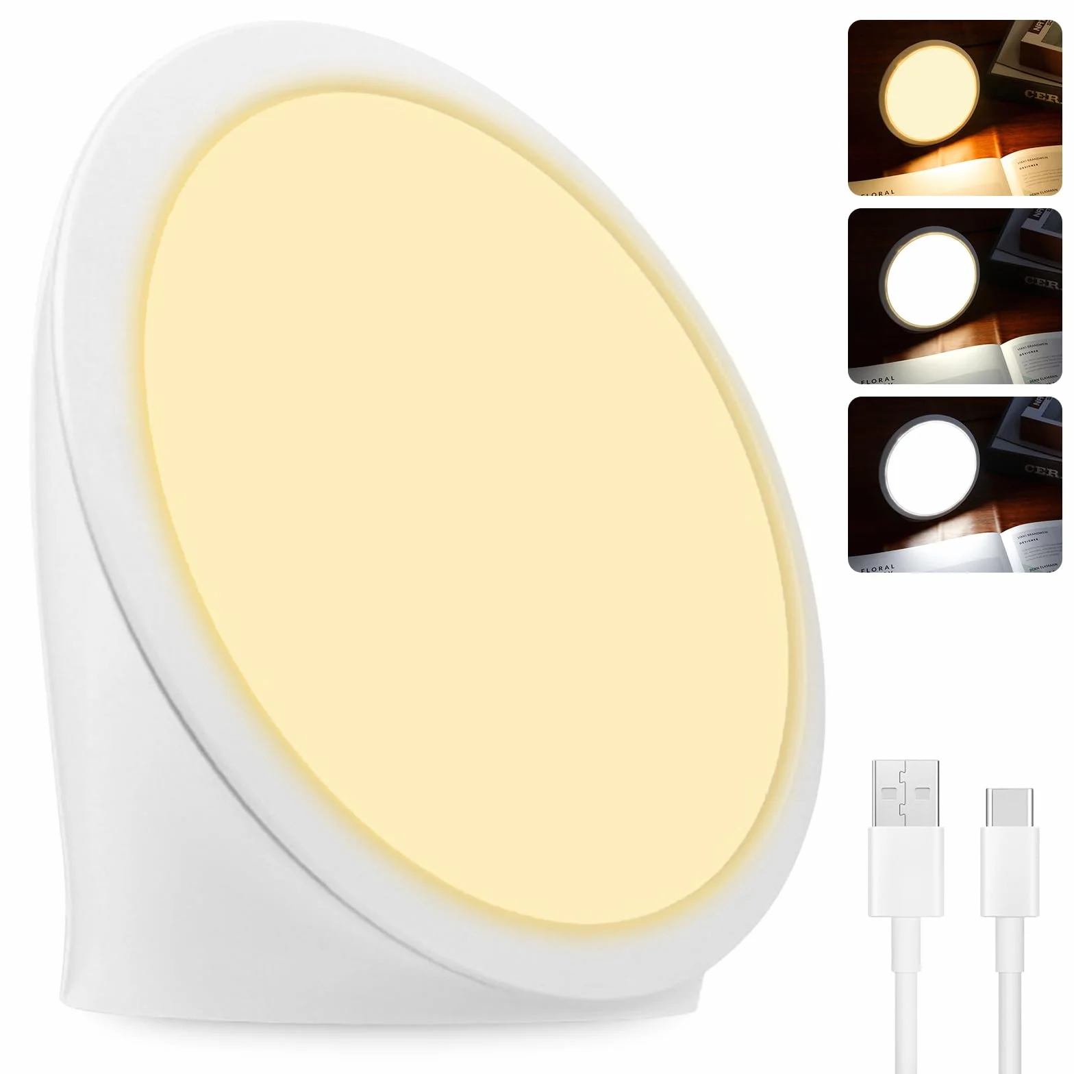 PORFOYO Lampe de luminothérapie, lampe de bureau avec 3 températures de couleur, fonction mémoire, 6 minuteries