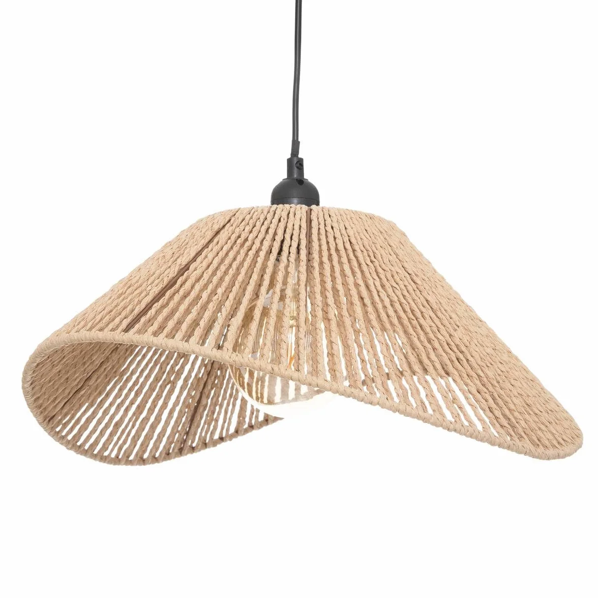 Atmosphera Suspension Luminaire Myha Beige D45 cm E27 40W Papier Tressé Hauteur Réglable