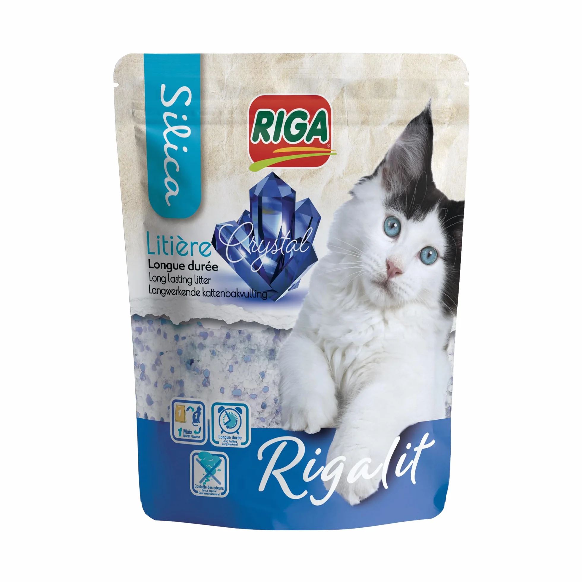 Rigalit Crystal Litière pour Chat Absorbante Minérale Gel de Silice 2,2 kg