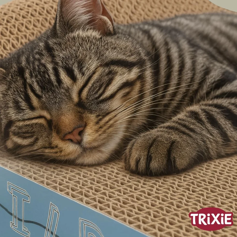 TRIXIE griffoir pour chat en carton ondulé robuste avec herbe à chat 41 × 24 × 7 cm