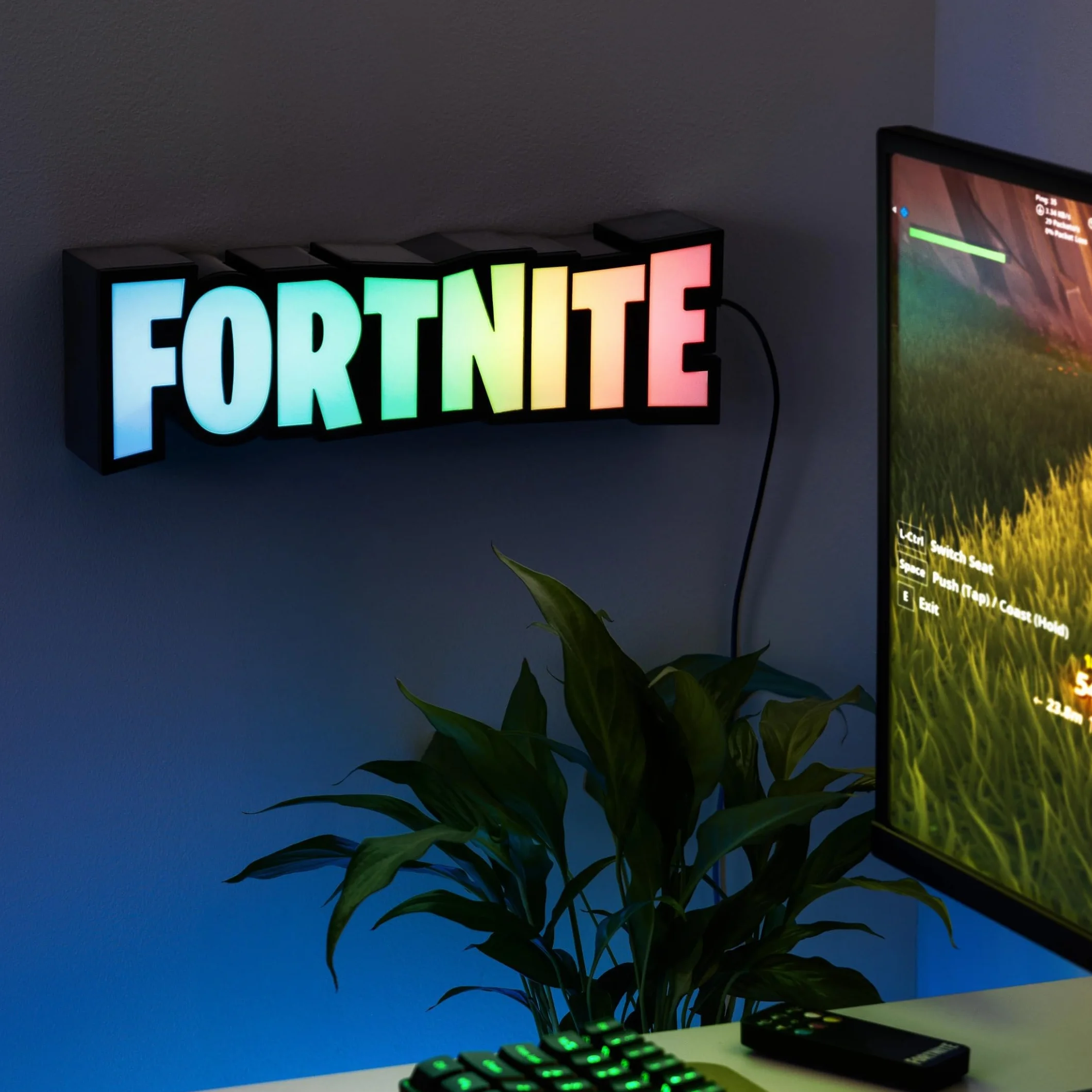 Paladone Fortnite Lampe RVB Officielle avec Télécommande, USB, Décoration Murale Bureau