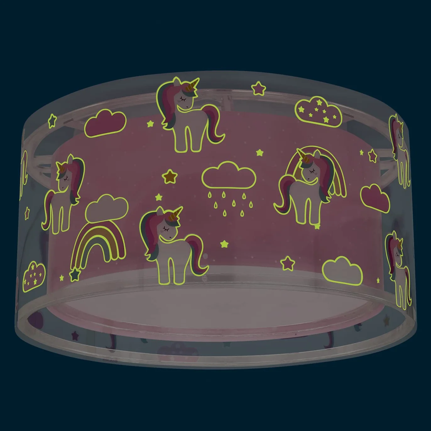 Dalber Plafonnier Enfant Licornes Animaux Unicorns Lustre Chambre Lampe Plafond E27 Rose