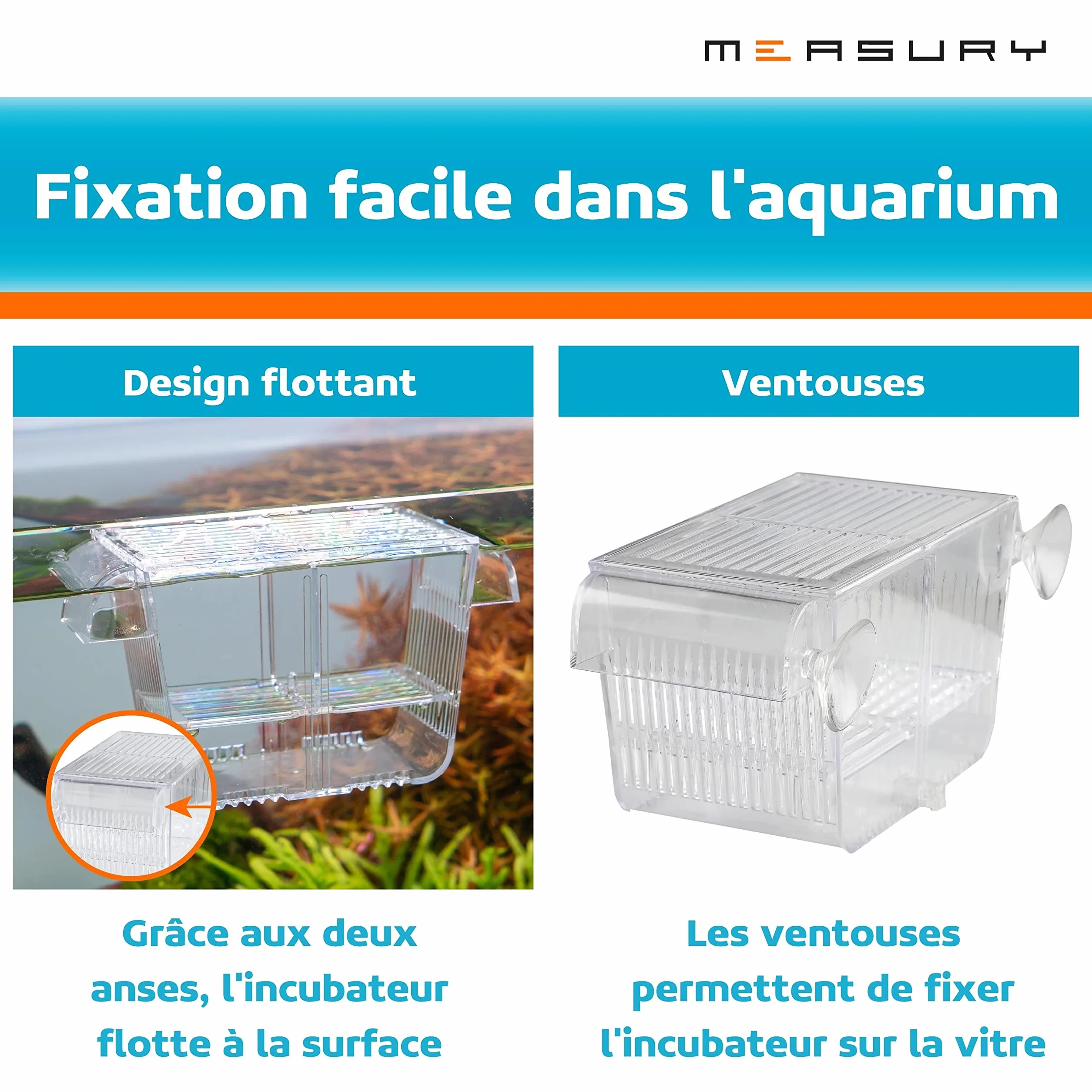 Measury Bassin d'élevage Aquarium, bac à fécondation Reproduction 208 x 97 x 100 mm