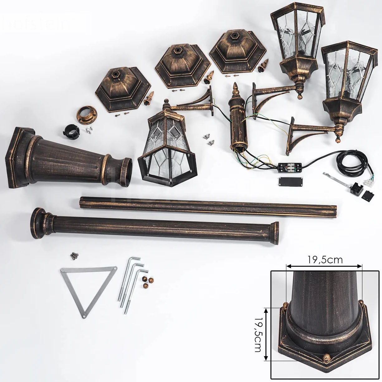 Réverbère en aluminium bronze design classique