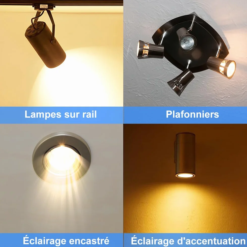 Ampoule Halogène GU5.3 50W 12V MR16 Dimmable 500LM 2700K Blanc Chaud Pack de 6