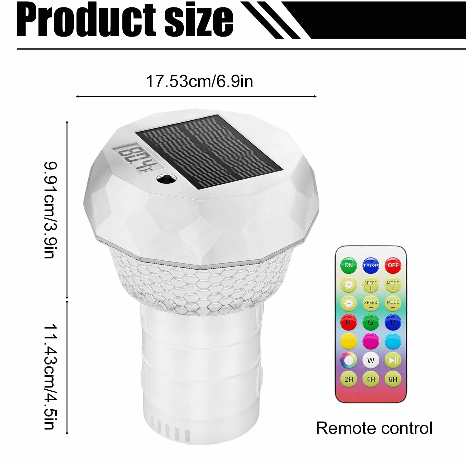 Lampe Piscine RGB LED Solaire Flottante IP68 avec Télécommande