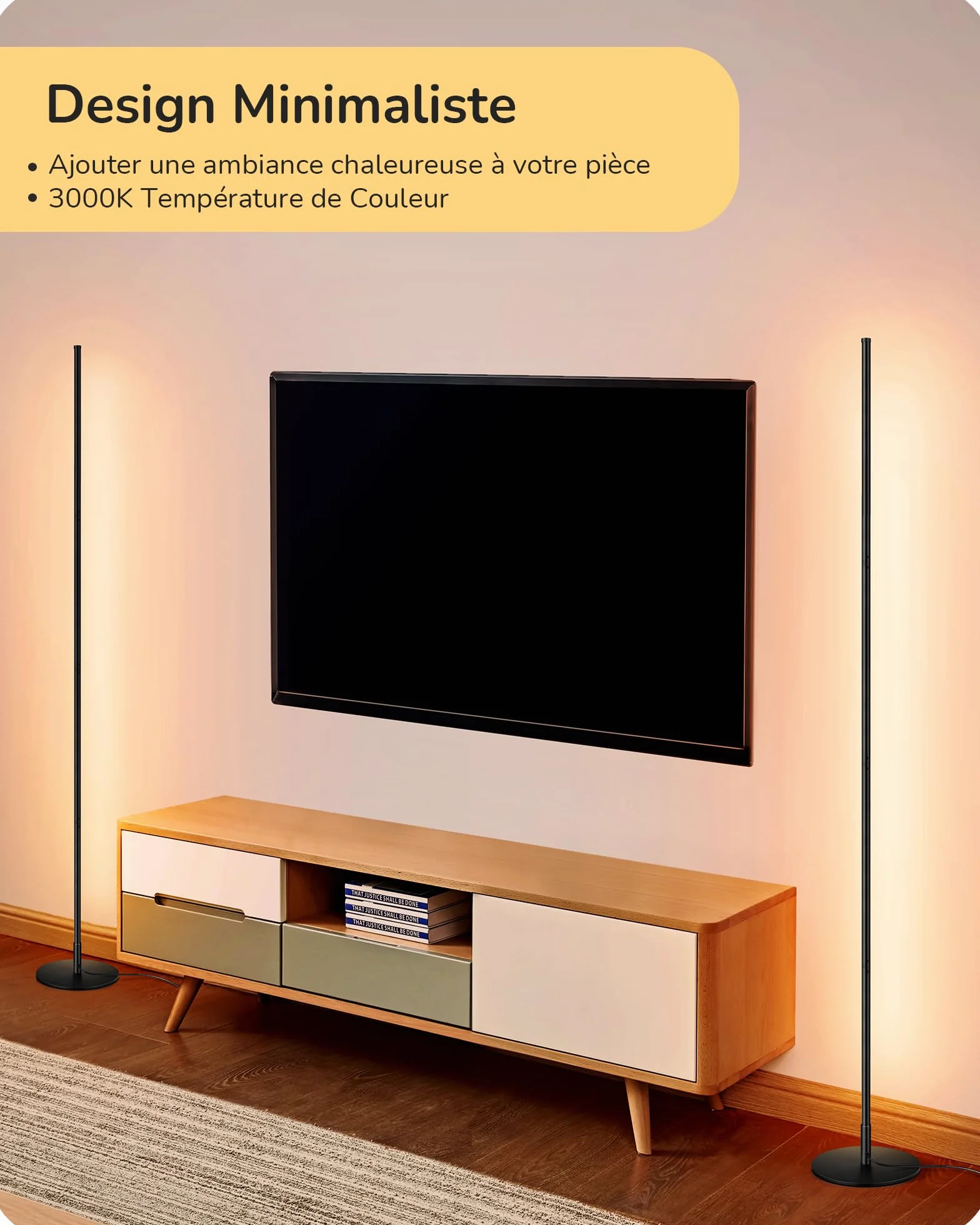 EDISHINE Lampadaire sur Pied LED 3000K Blanc Chaud Intensité Variable Interrupteur à Pied Lampe d'Ambiance Moderne Noir