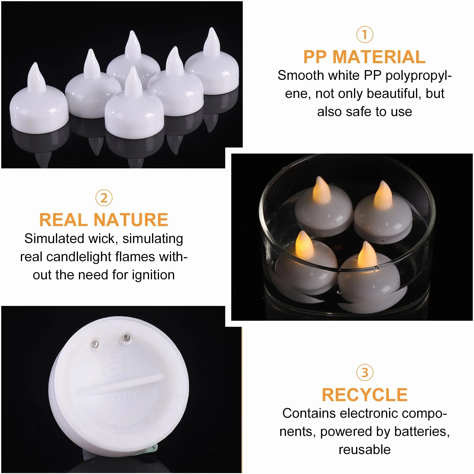 Bougies LED Flottantes Chauffe-Plat 36 pièces Blanc Chaud Sans Flamme