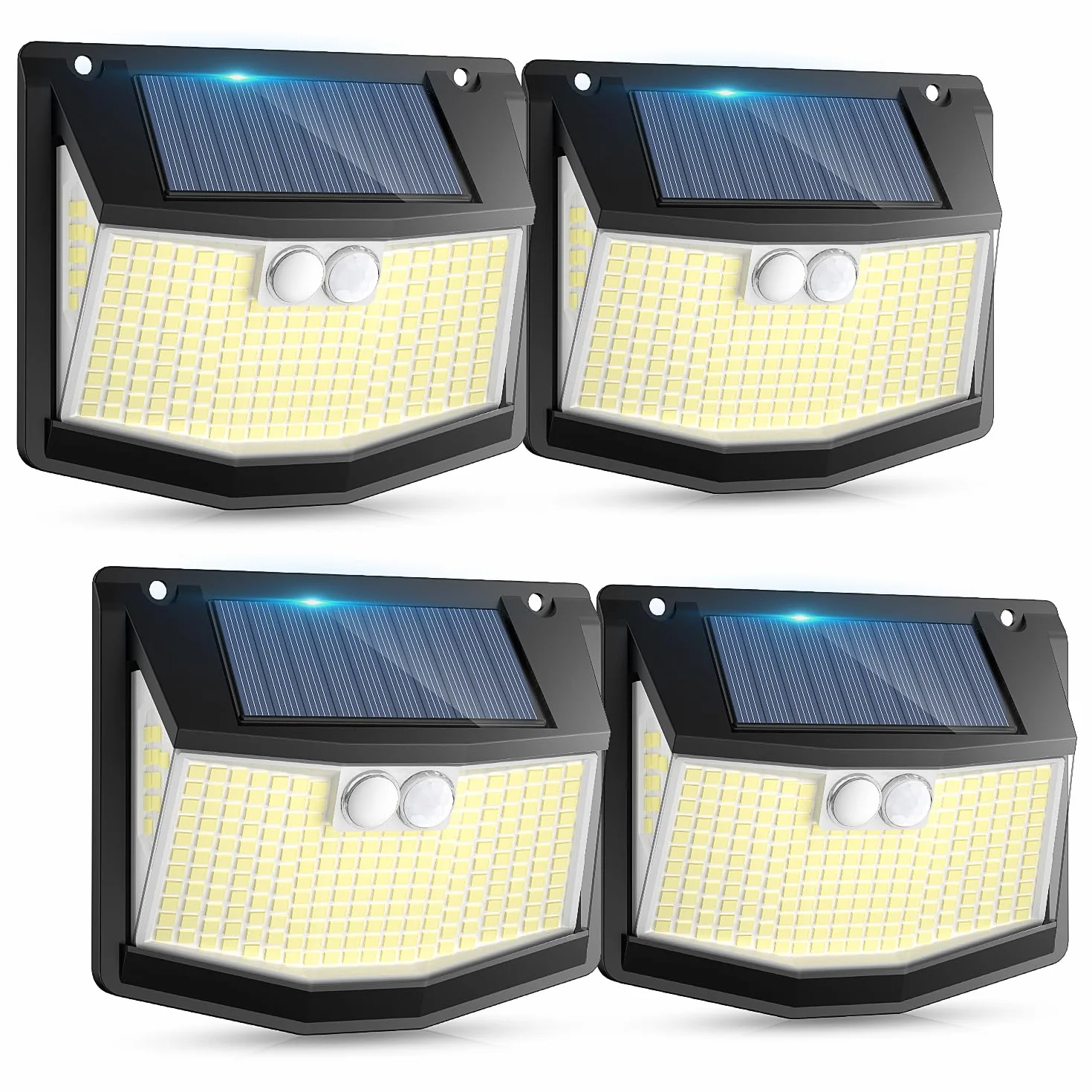 Lampe Solaire Extérieure avec Détecteur Mouvement 248 LED 3 Modes 270° IP65 Étanche Mural 4 Paquet