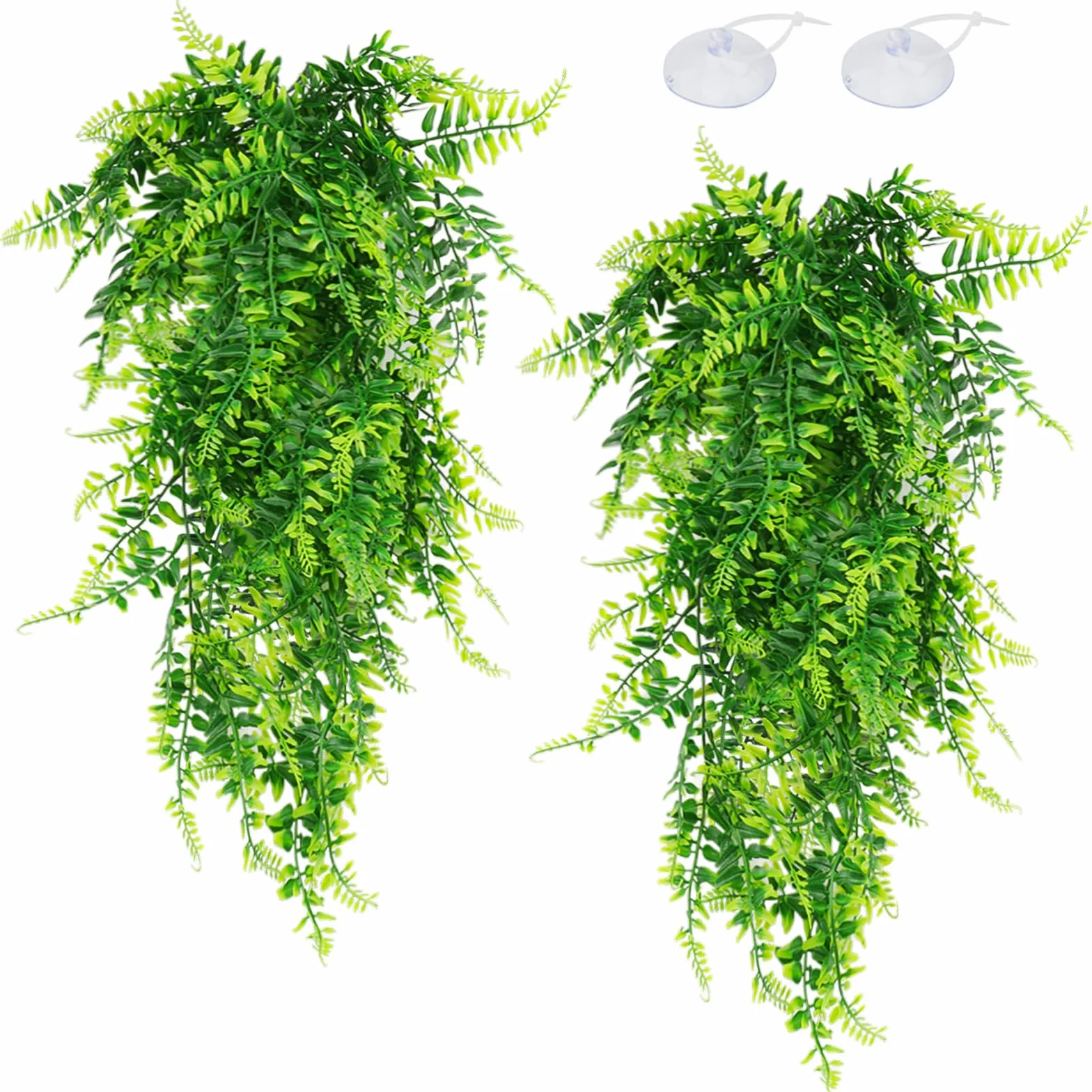 QUOZUO 2 Plantes Suspendues Artificielles Terrarium Décoration pour Lézard Escalade Caméléon Gecko Serpents