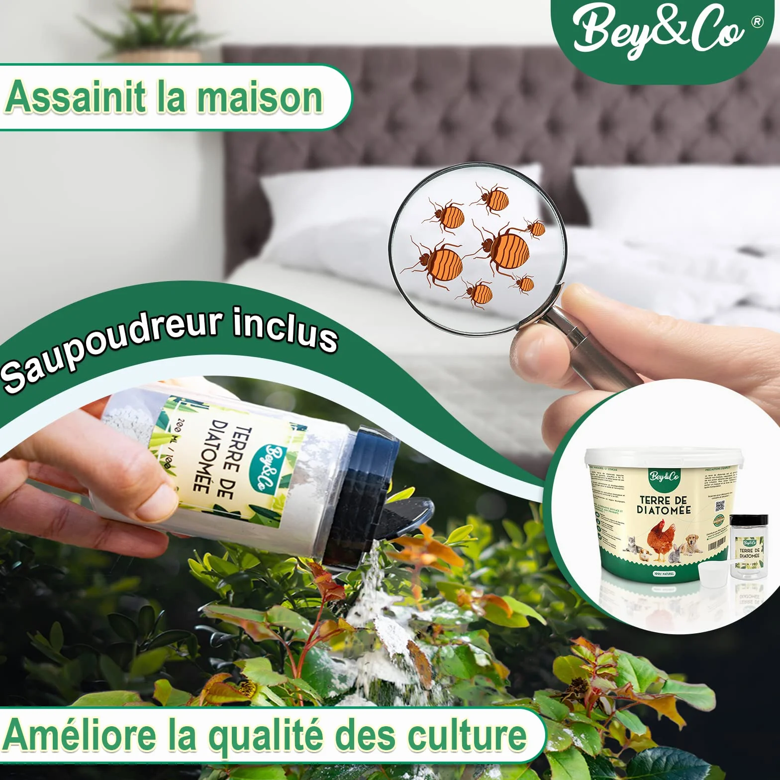 Terre de Diatomée Alimentaire Blanche Non Calcinée pour Chat, Chien, Poule