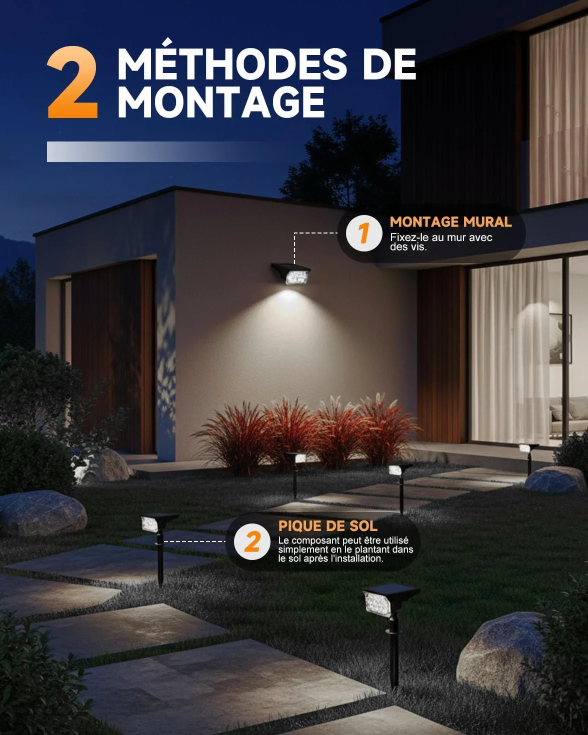Lampe Solaire Extérieur 40LED 6000K Détecteur de Mouvement IP44 3 Modes