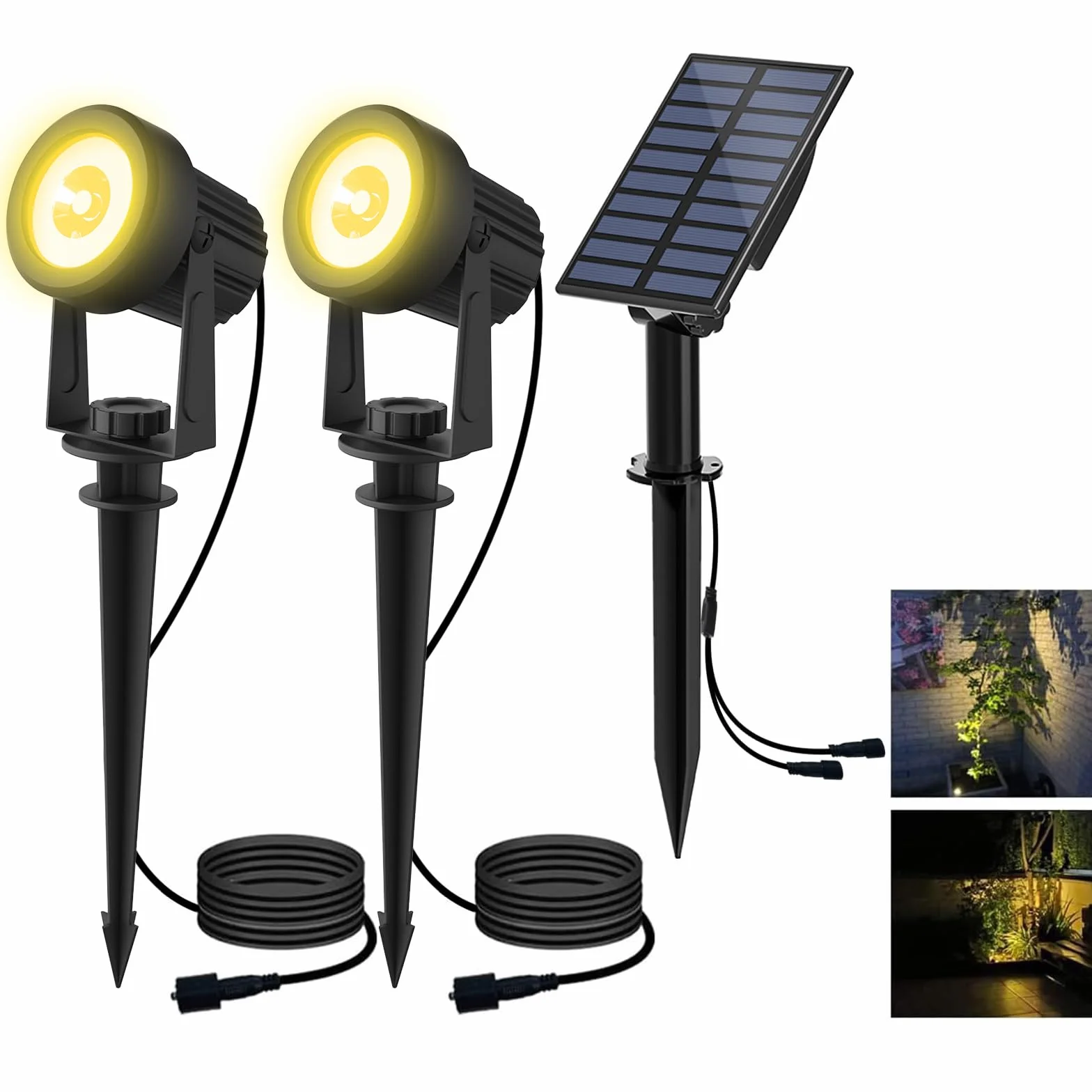 T-SUN Lampe Solaire Jardin Spot IP65 Etanche Extérieur 3000K Jaune Chaud