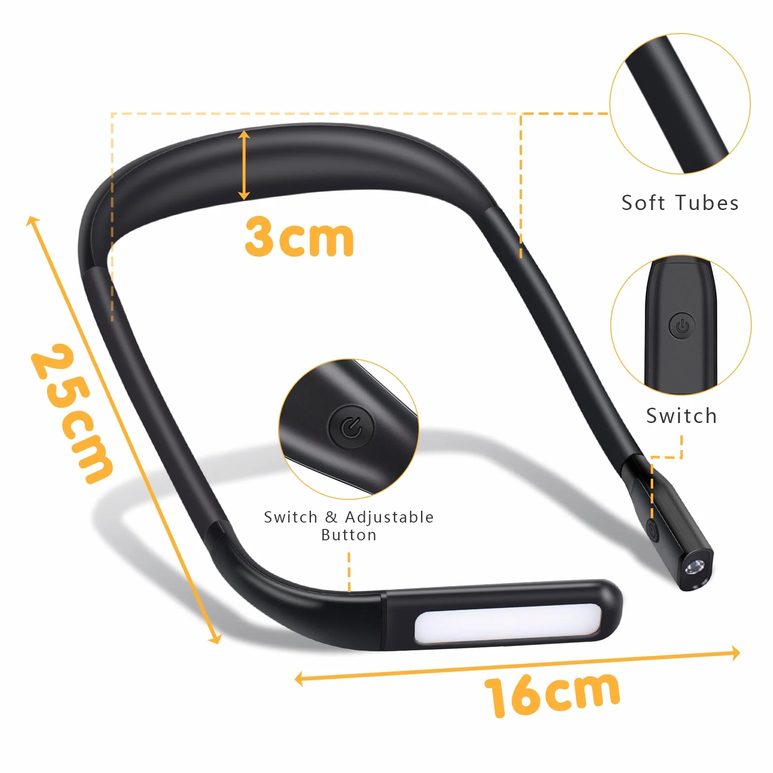 Alyvisun Lampe de Lecture de Cou, Lampe LED Rechargeable USB Flexible, Luminosité Réglable 3 Couleurs pour Lire au Lit