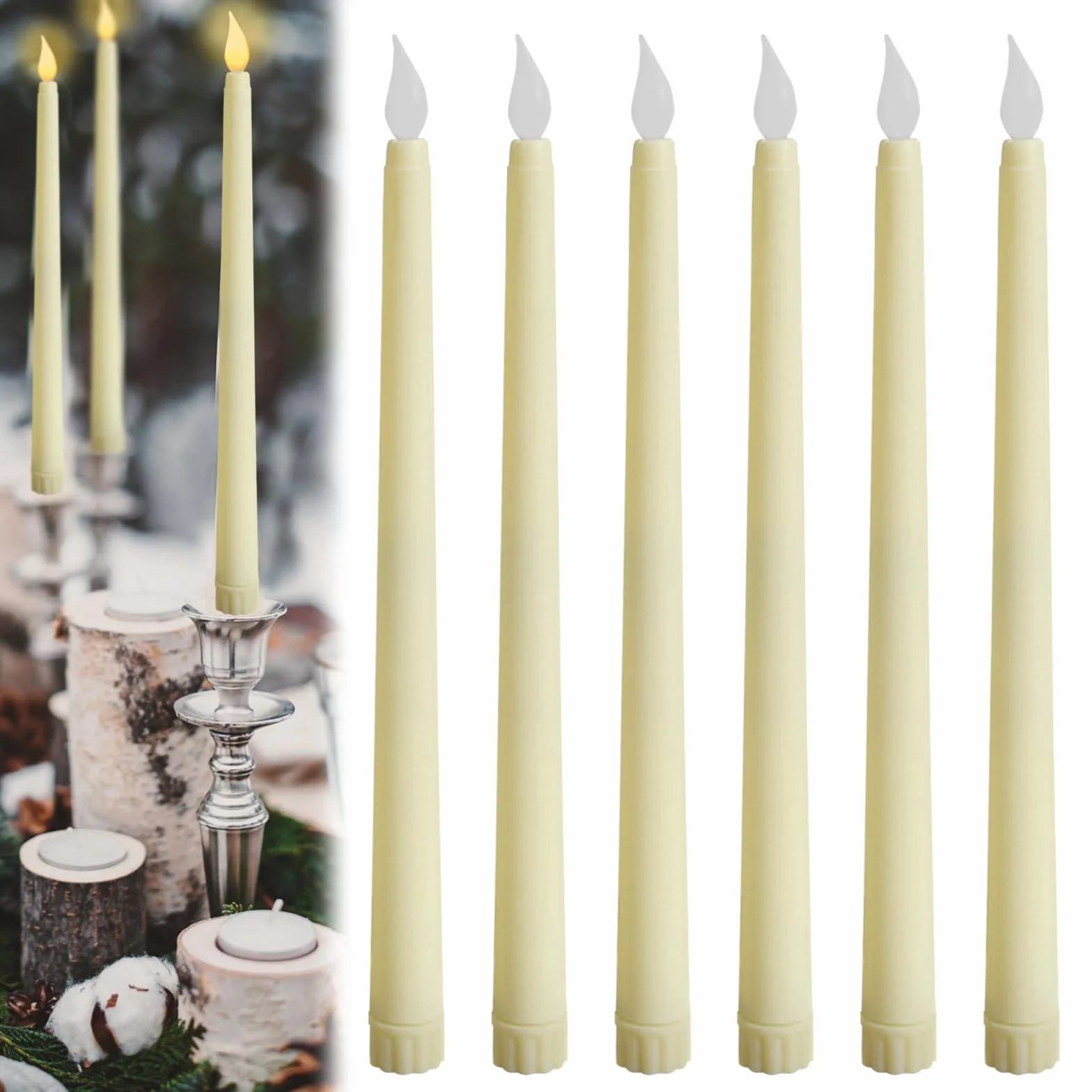 Bougies LED Flamme Vacillante Ivoire 6 Pièces Fausse Bougie Électrique Décorative