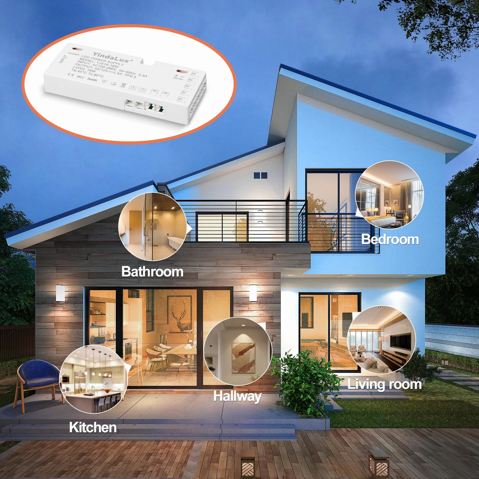 Transformateur 220V à 12V 1.5A LED Driver 18W, Convertisseur AC-DC pour Spots encastrés