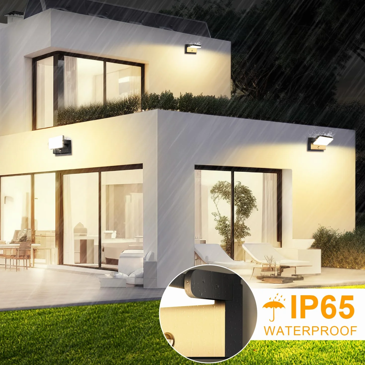 Ledmo 60W Applique Murale Exterieur avec Détecteur de Mouvement 5000LM Noir IP65