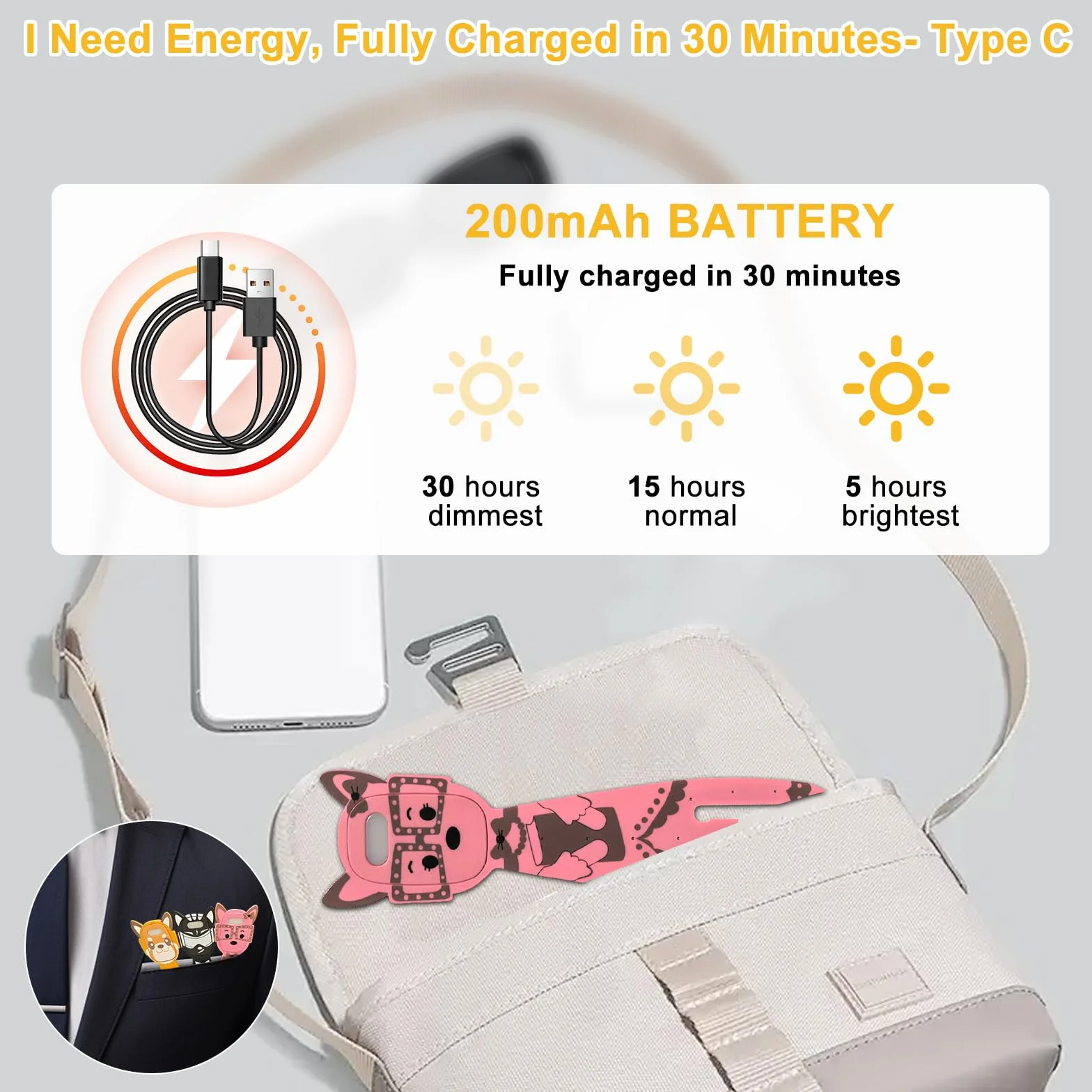 MILA&LOUIS Lampe de Lecture LED Rechargeable avec Pince Gradation USB Sans Fil (Rose)