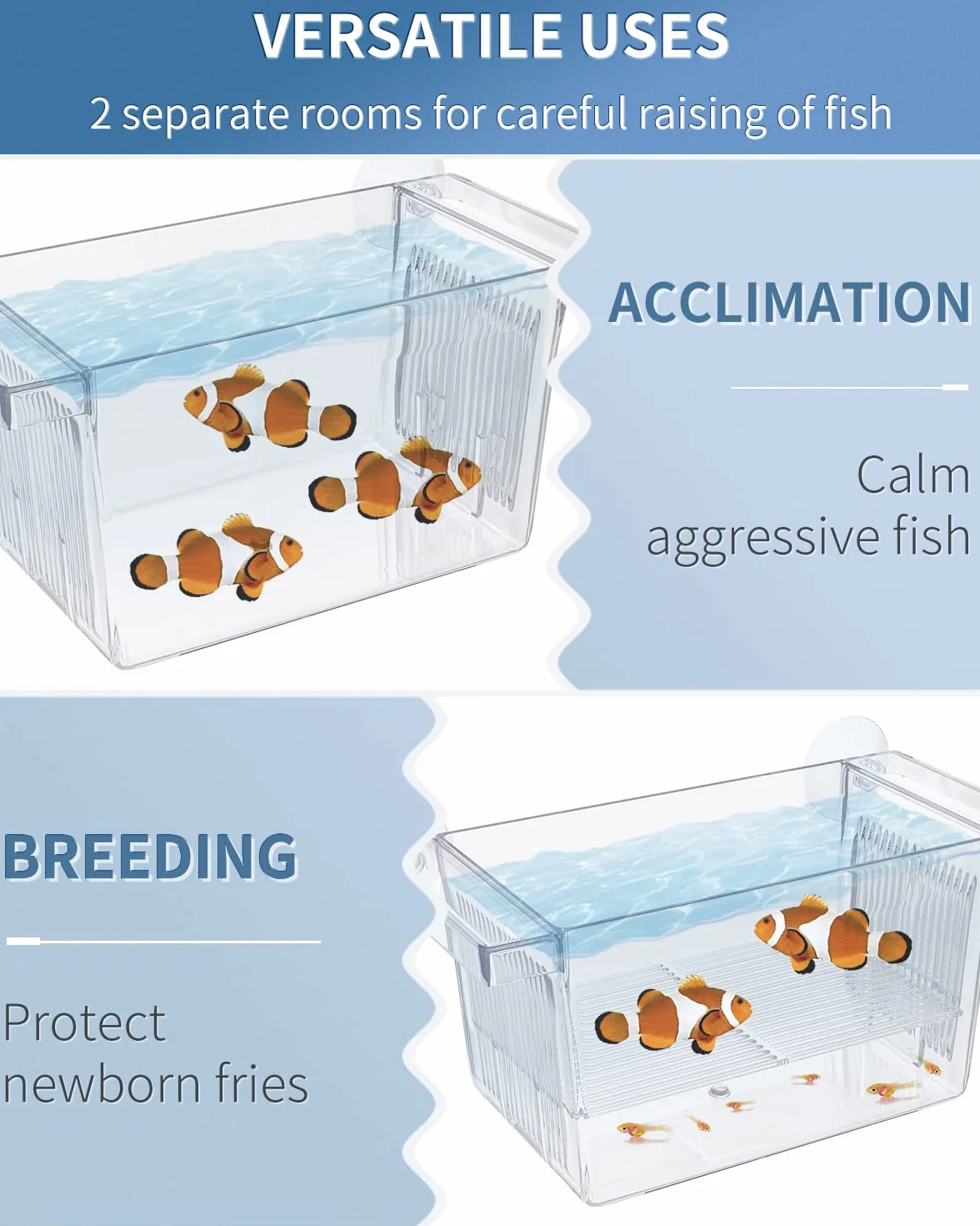 Pawfly Boîte d'Incubation pour Poissons d'Aquarium en Acrylique avec Ventouses