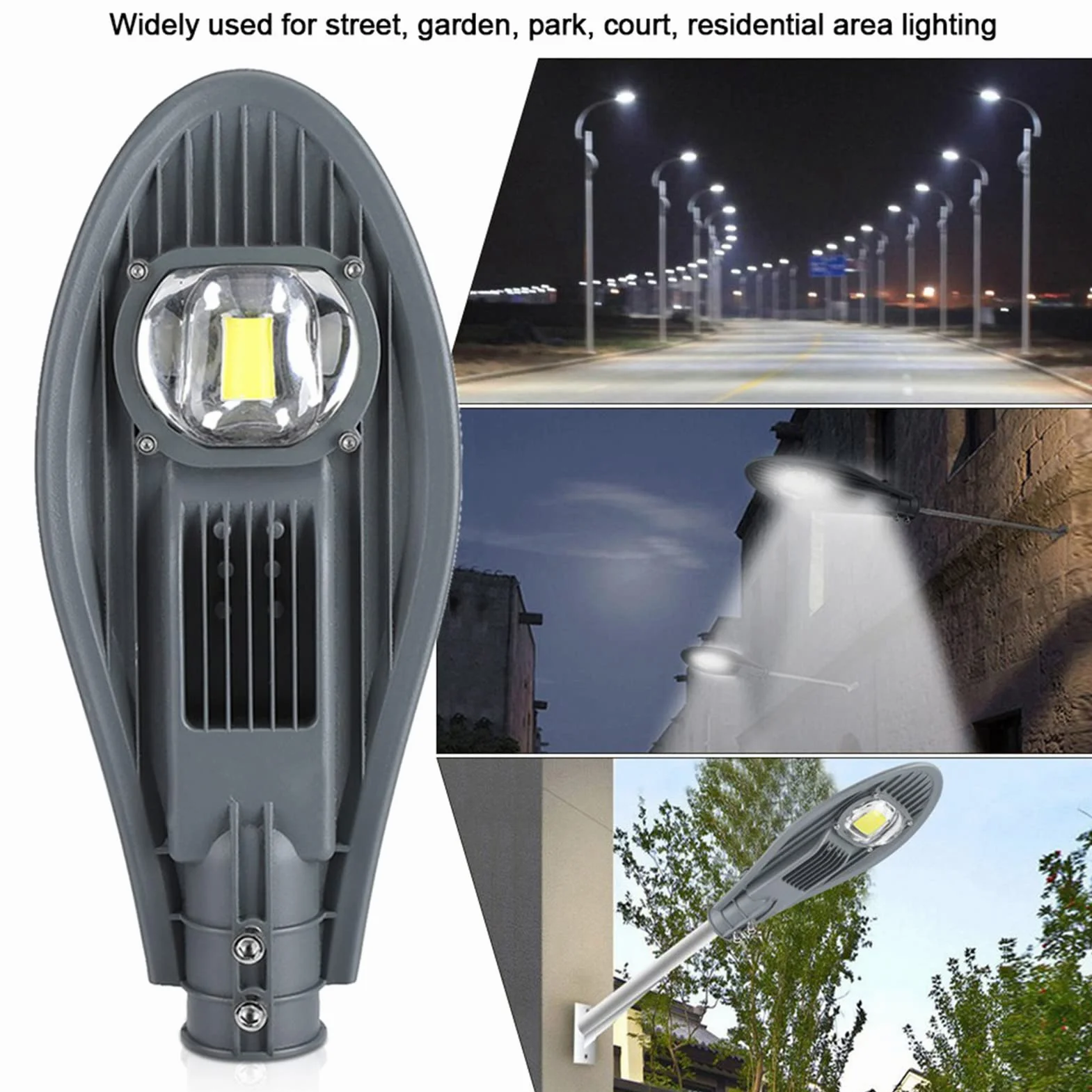 Tyenaza Réverbère LED 50W Blanc Chaud AC 85-265V Étanche Extérieure