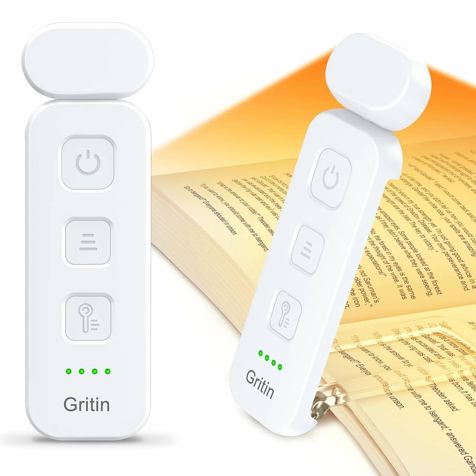 Gritin Lampe de Lecture Rechargeable, 3 Couleurs Protection des Yeux, 5 Niveaux de Luminosité, Portable, Blanc