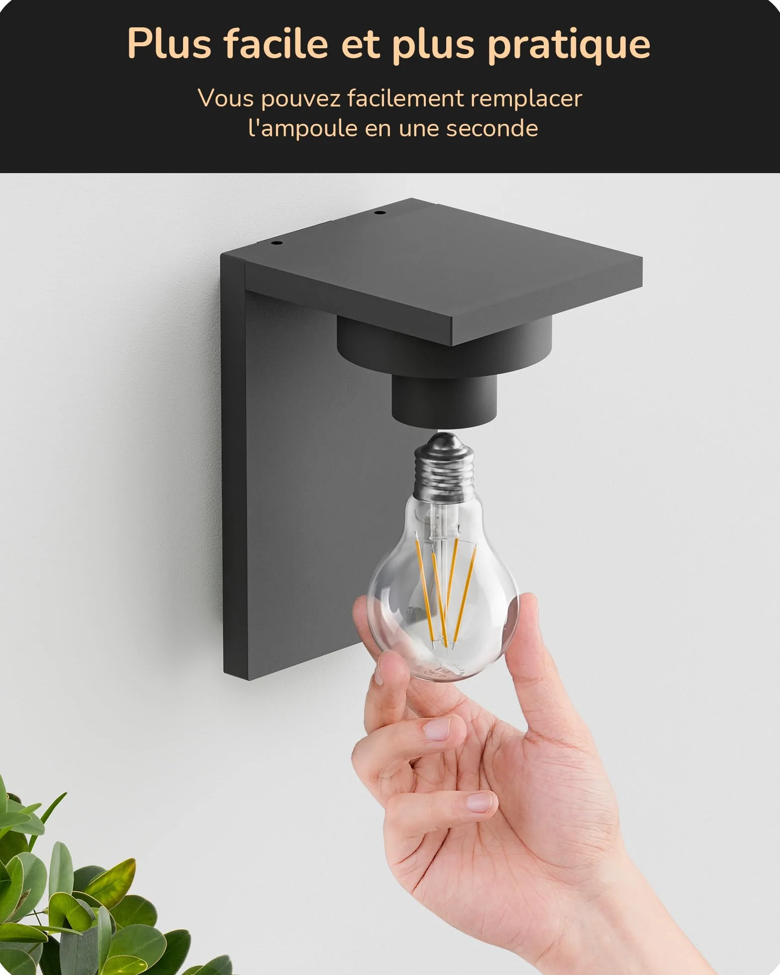 EDISHINE Applique Murale Extérieure IP44 Étanche E27 15W 19x12x15 cm Anthracite