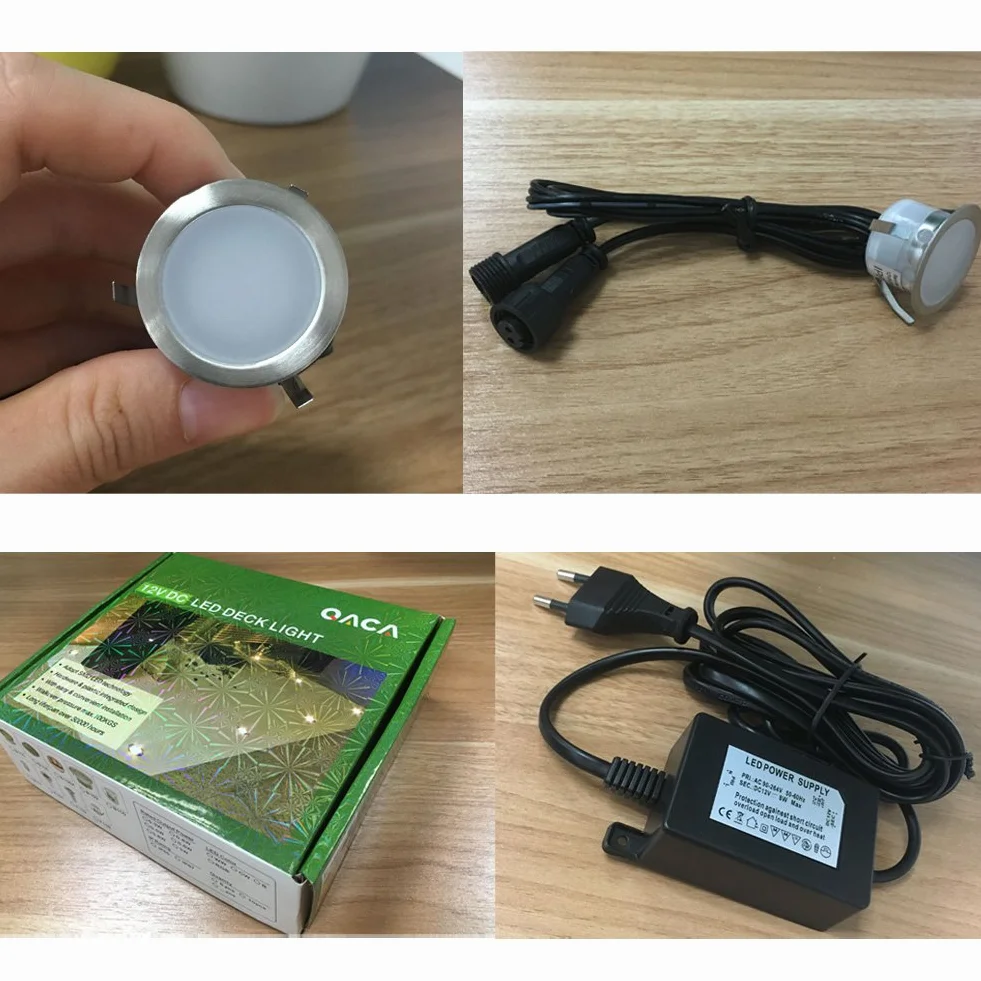 Mini Encastré LED Spot Terrasse Bois Etanche IP67 DC 12V Pack 10 Bleu