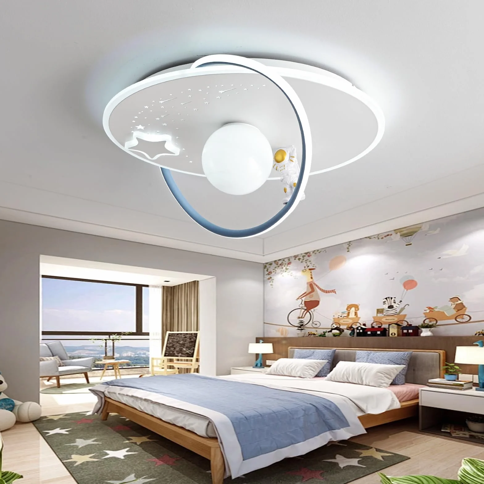 Plafonnier LED Enfants Lune Astronaute Dimmable Acrylique avec Télécommande