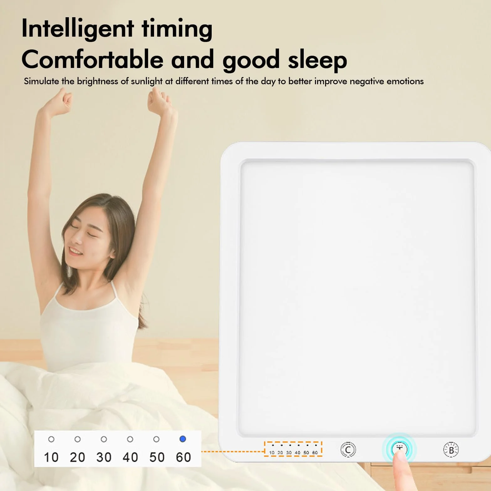 Lampe de Luminothérapie Sans UV, Lumière du Jour, 3 Températures de Couleur, 6 Minuterie, Puissante pour le Moral (Blanc)