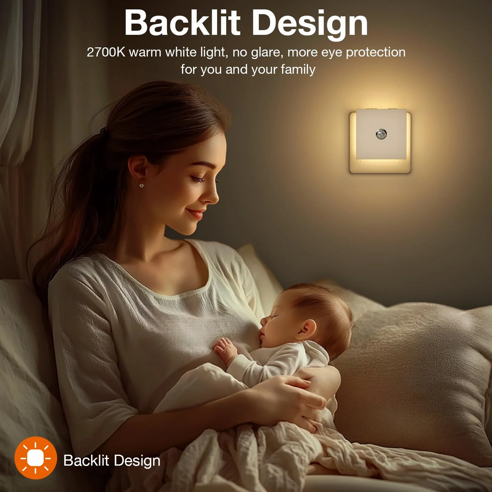 Veilleuse Prise Electrique 2PCS Enfant Dimmable Detecteur de Mouvement avec Fonction Mémoire 2700K Blanc Chaud