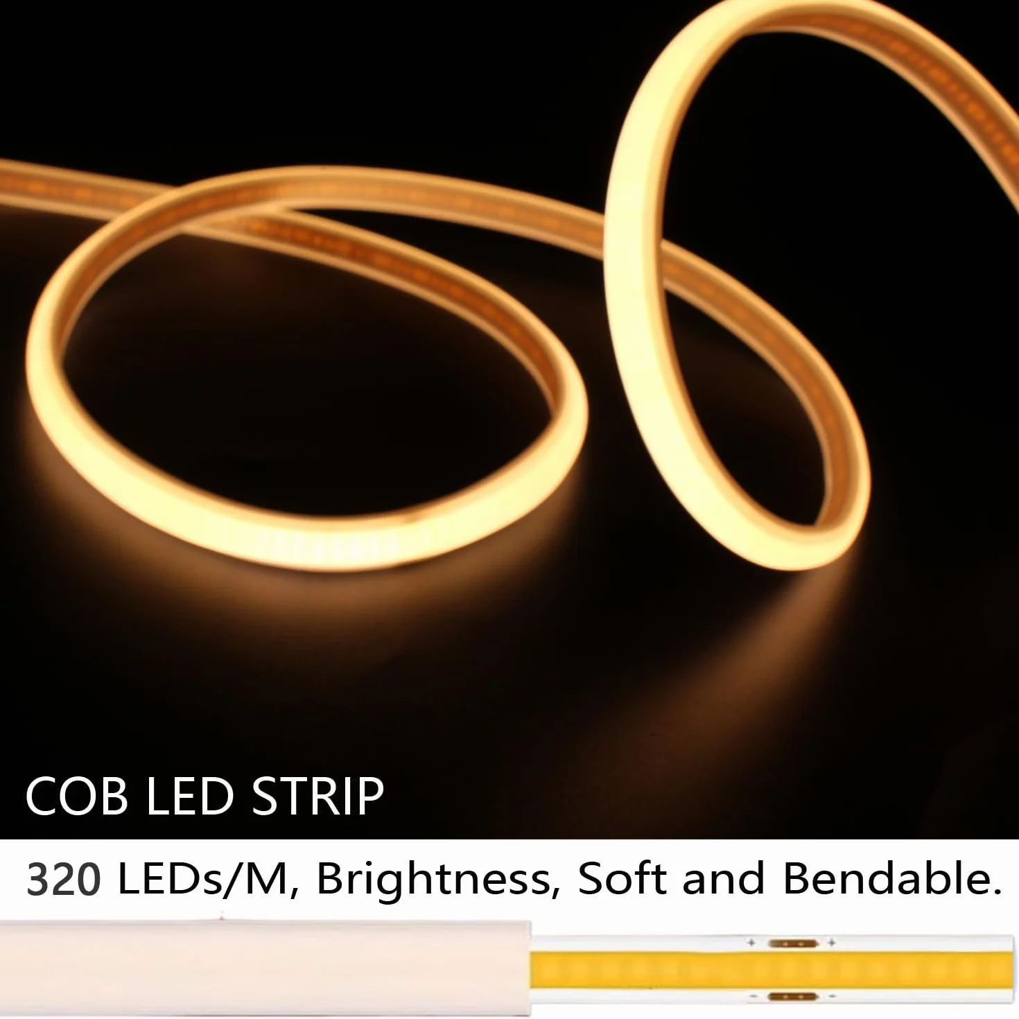 Ruban LED COB 220V 3M Bandeau LED Flexible IP65 Étanche 3000K Blanc Chaud