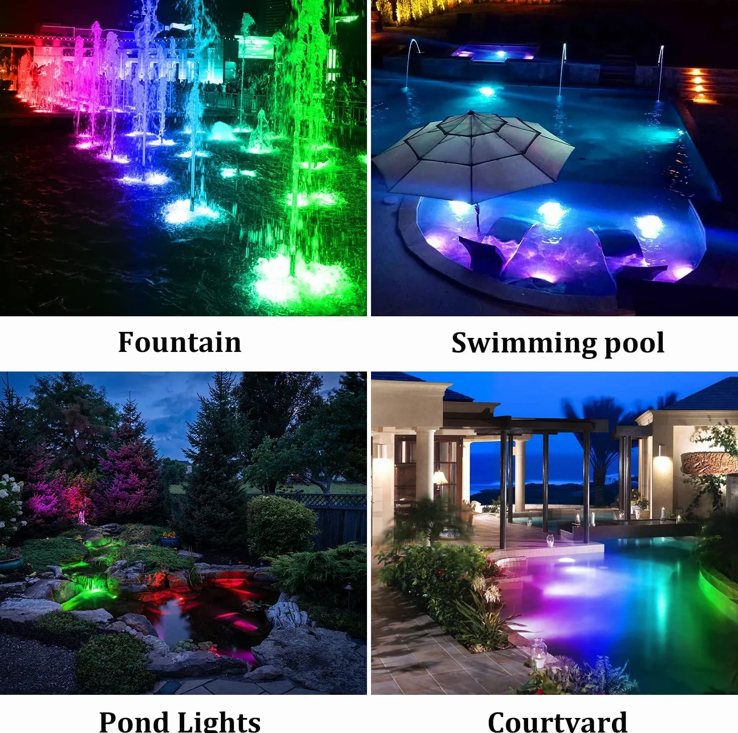 NATPOW Lampe Solaire LED Submersible IP68, 2 Modes RGB 5.5V Éclairage Piscine, 3 en 1