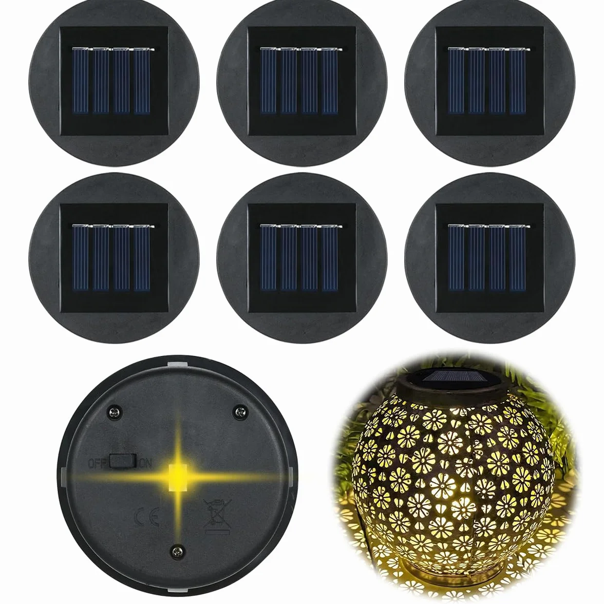 Forhome 6 Pièces Lampes Solaires de Rechange 8 cm Étanche IP44 Panneau Solaire pour Lanterne Jardin Extérieur