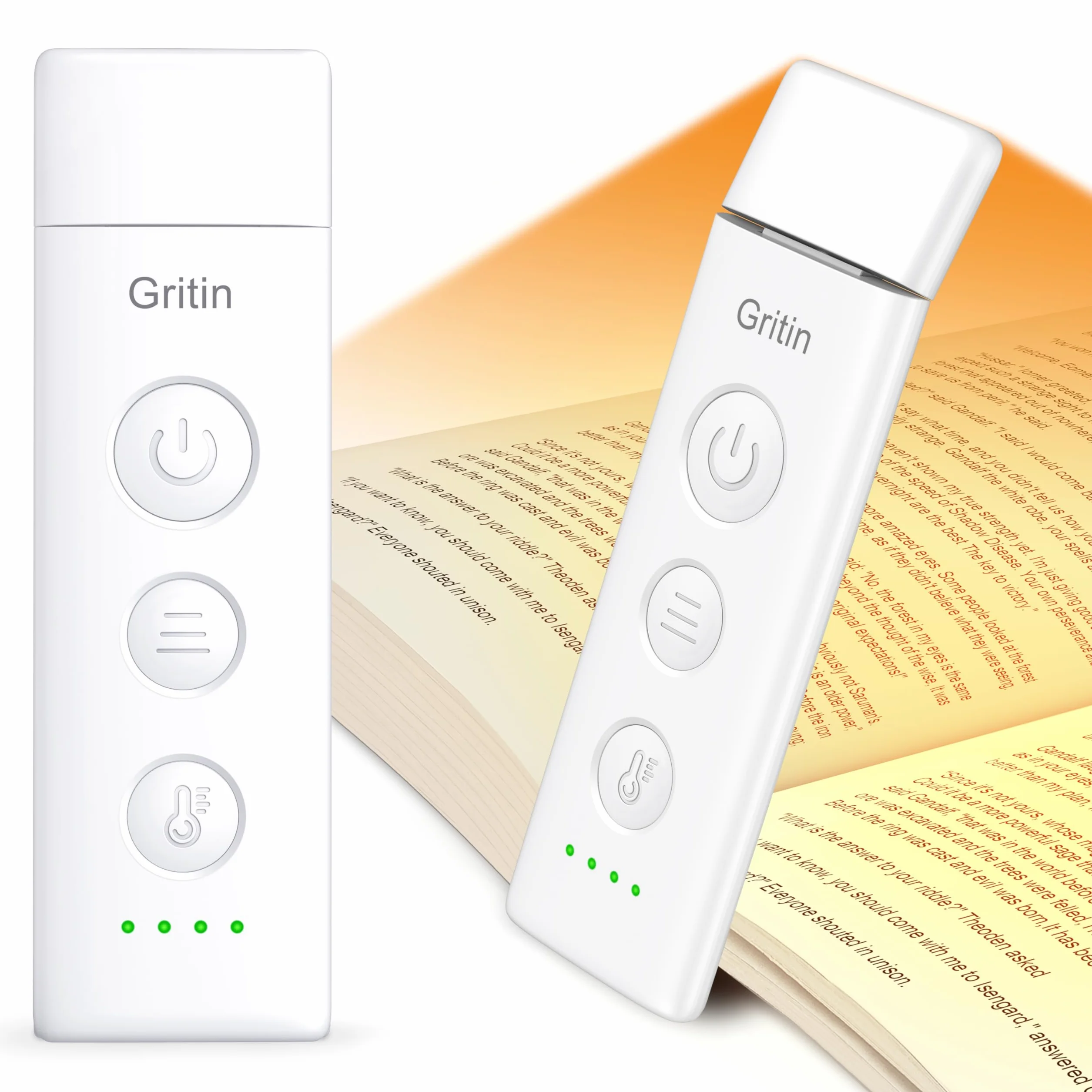 Gritin Lampe de Lecture Rechargeable, Liseuse Lampe Clip, 3 Couleurs Protection des Yeux, 5 Luminosités Réglables, Compacte et Durable