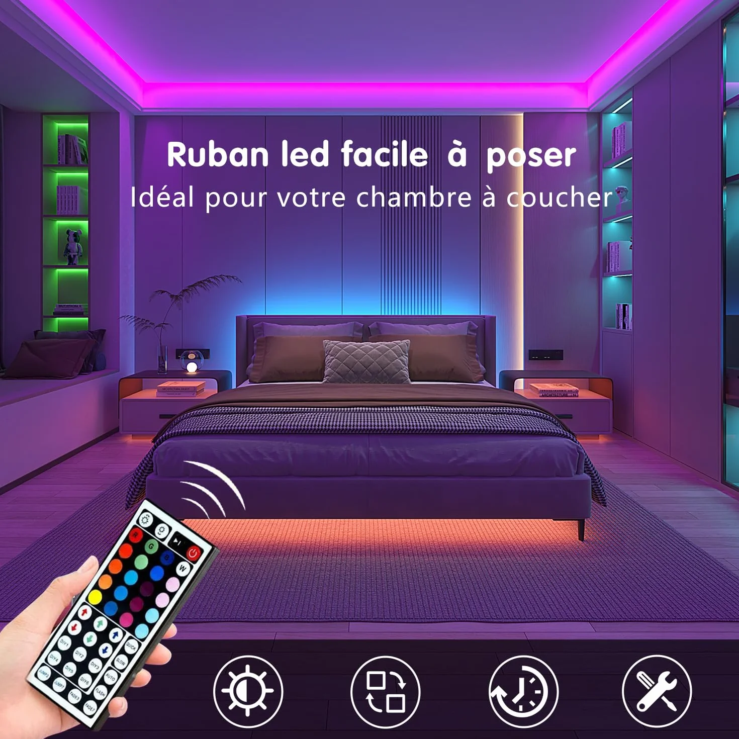 Keepsmile Ruban LED 30m (15mx2) Bluetooth Chambre, Bande LED Télécommande APP, Guirlande Lumineuse Décoration