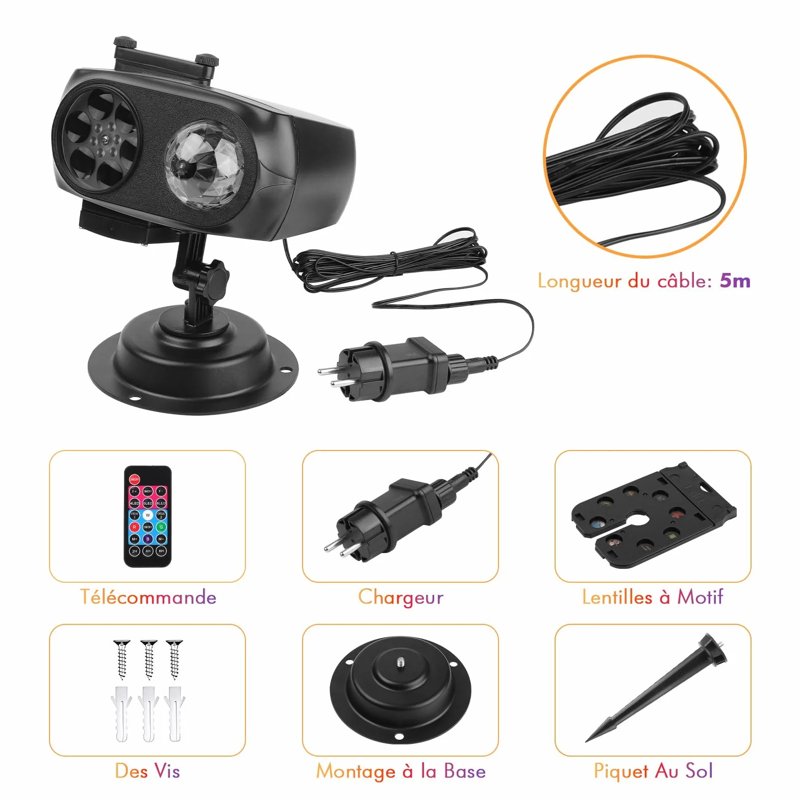 Projecteur Extérieur Intérieur Étanche 12 Diapositives 10 Couleurs Vagues Télécommande Noël Halloween
