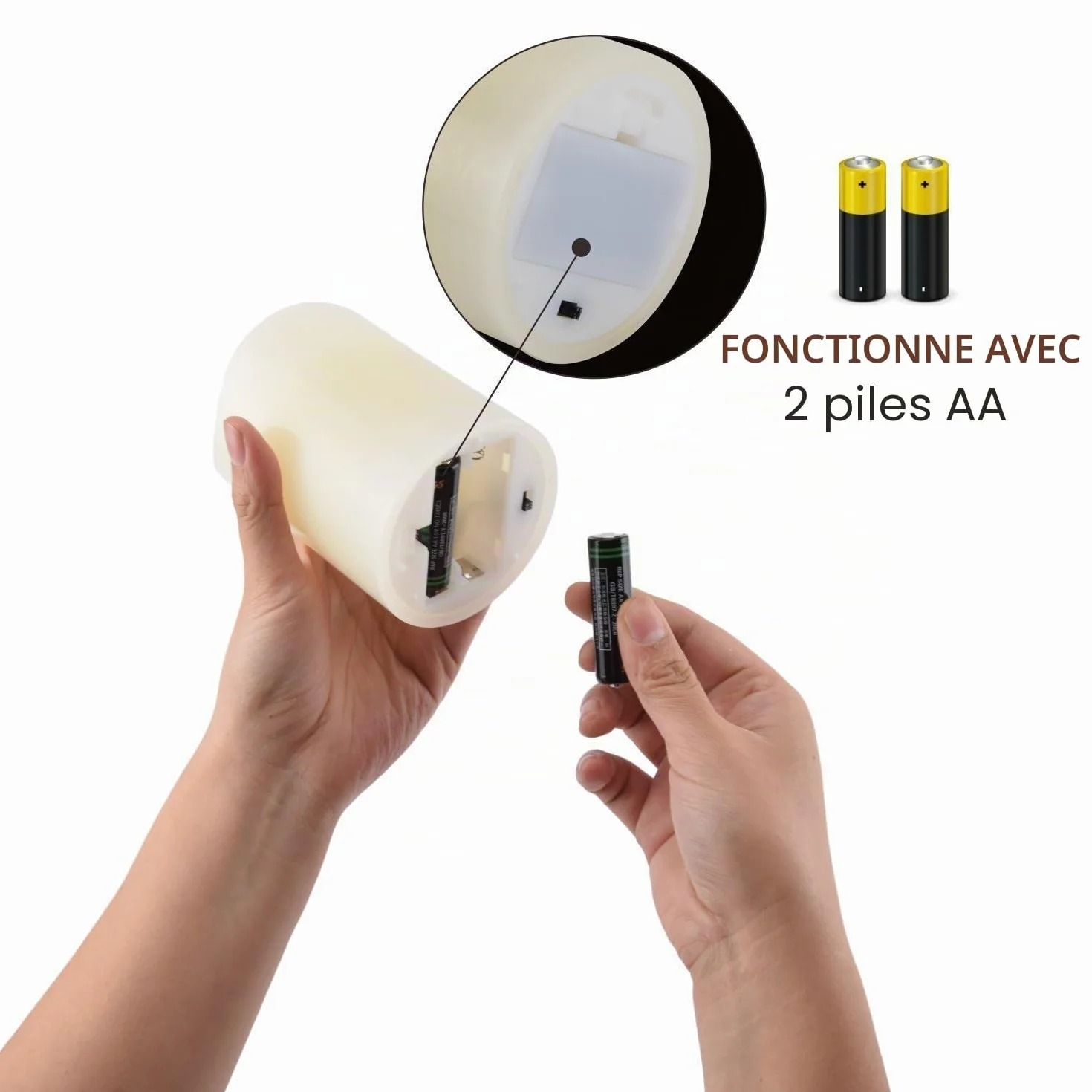 Bougies LED Lot de 3 sans flamme en cire véritable avec mèche mobile télécommande Minuterie 24h 8,3x10/12,7/15,2 cm