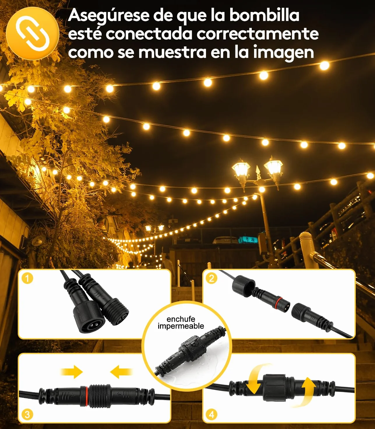 Guirlande Lumineuse LED Exterieur 30M G40 IP44 Étanche Jardin Terrasse Balcon