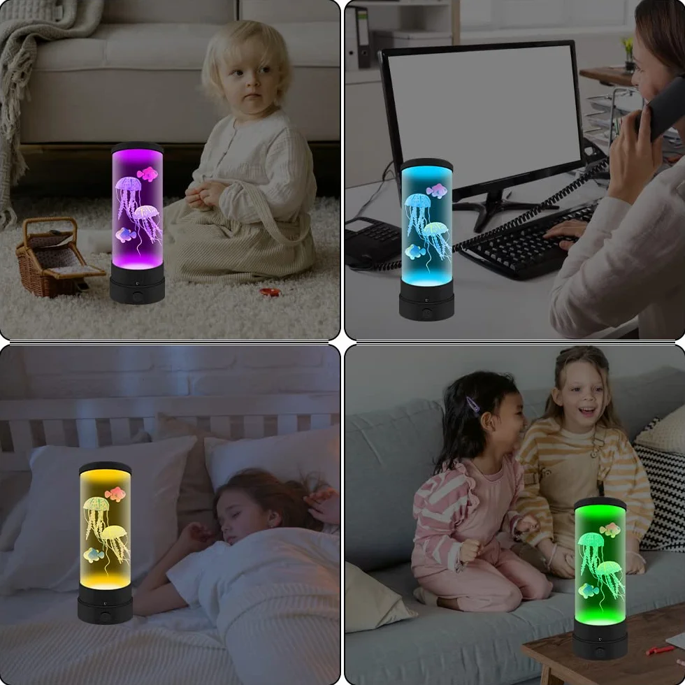 Lampe LED Aquarium Méduse 16 Couleurs Changeantes Décoration Intérieure