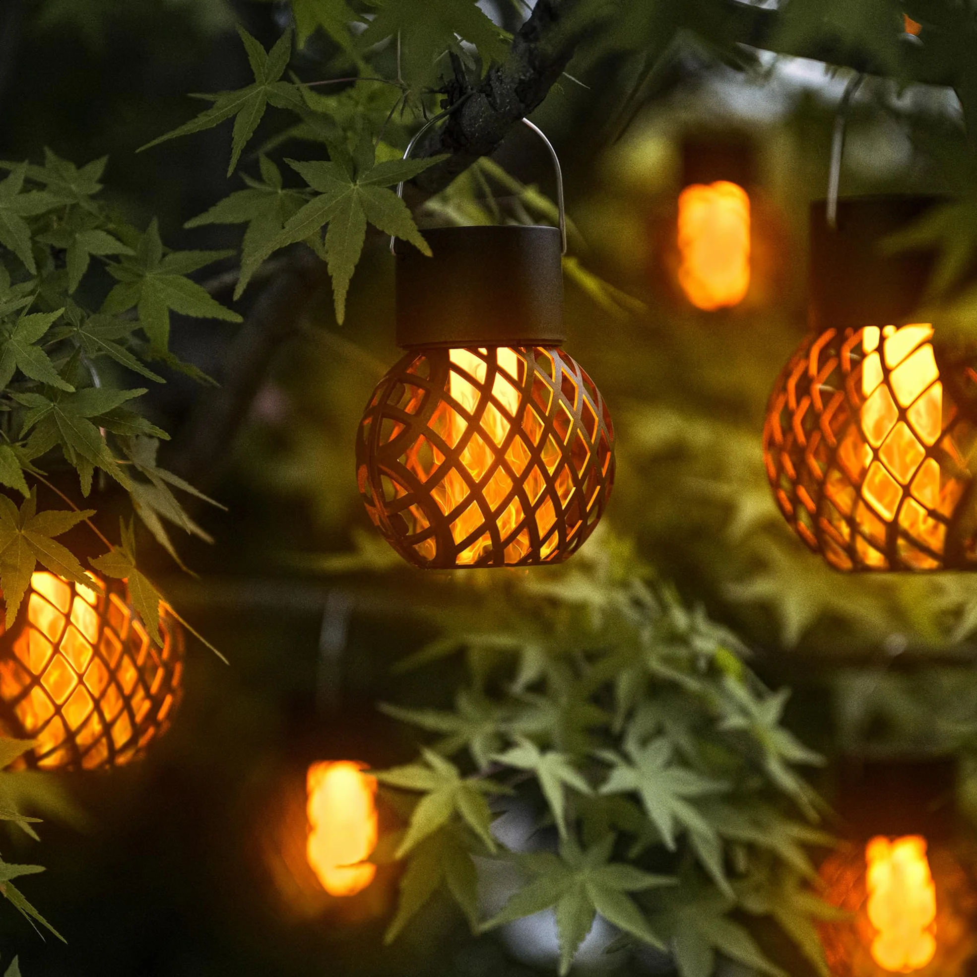 GIGALUMI Lampes solaires de jardin extérieur, lot de 8, étanches, flamme vacillante