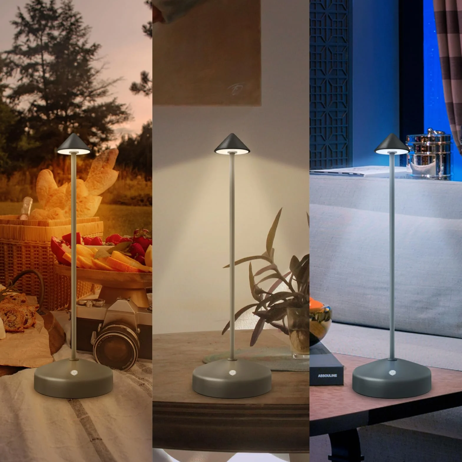 LED lampe de table sans fil dimmable 2700K-6000K IP54 aluminium imperméable extérieur