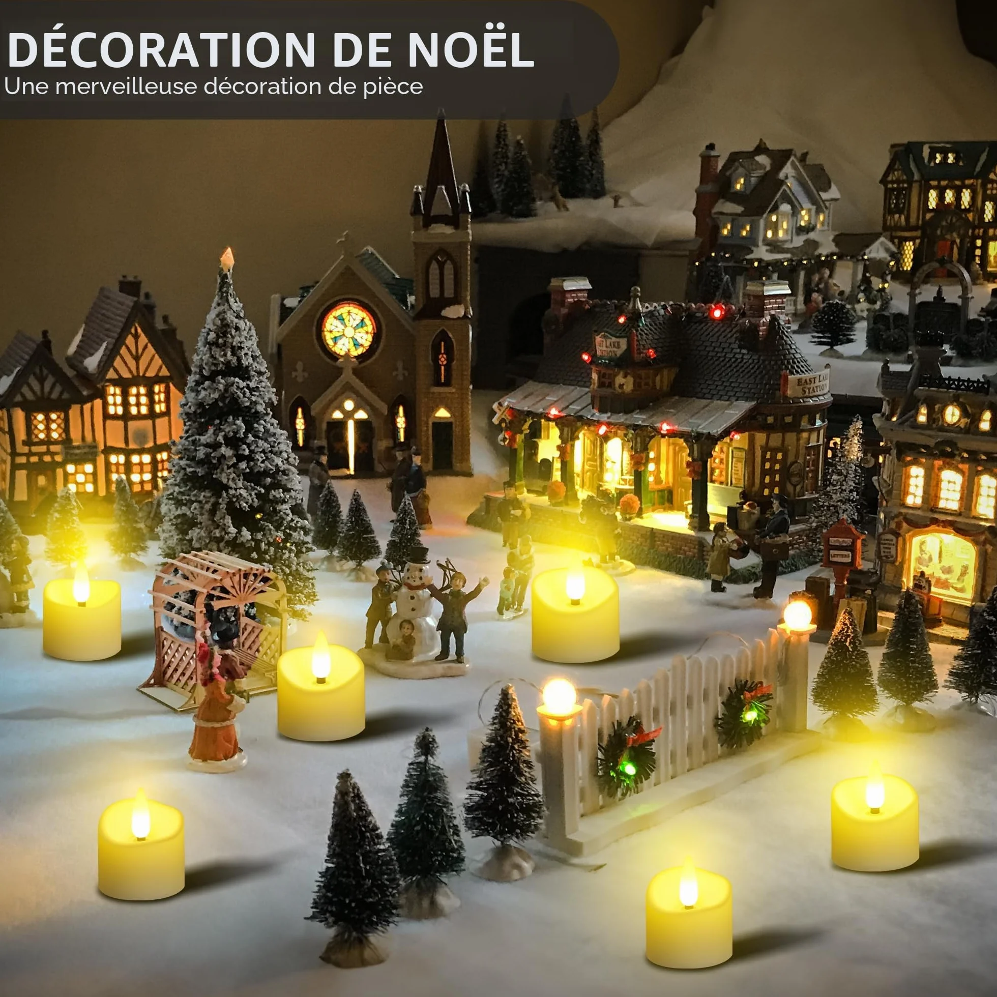 Bougies LED 12 pièces avec télécommande et minuterie, flamme vacillante, piles, décoration Noël Halloween