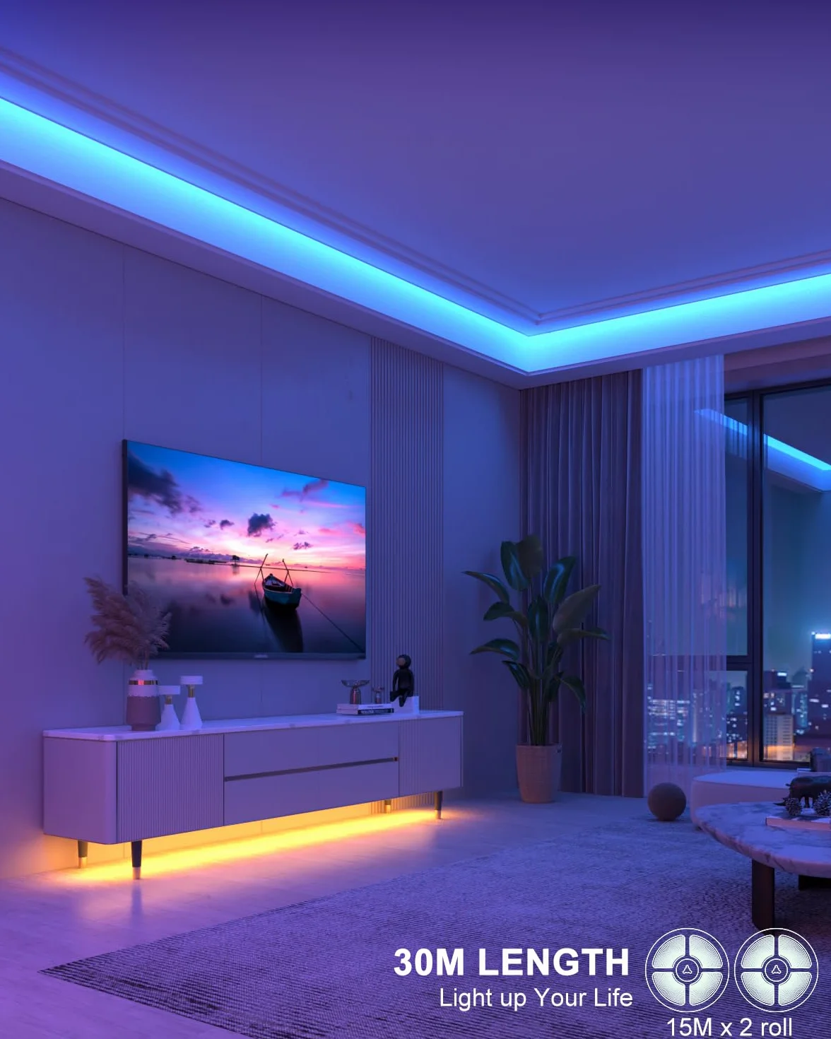 Nexillumi Ruban LED 30M RGB Bande LED Chambre, APP et Télécommande, Synchronisation de la Musique