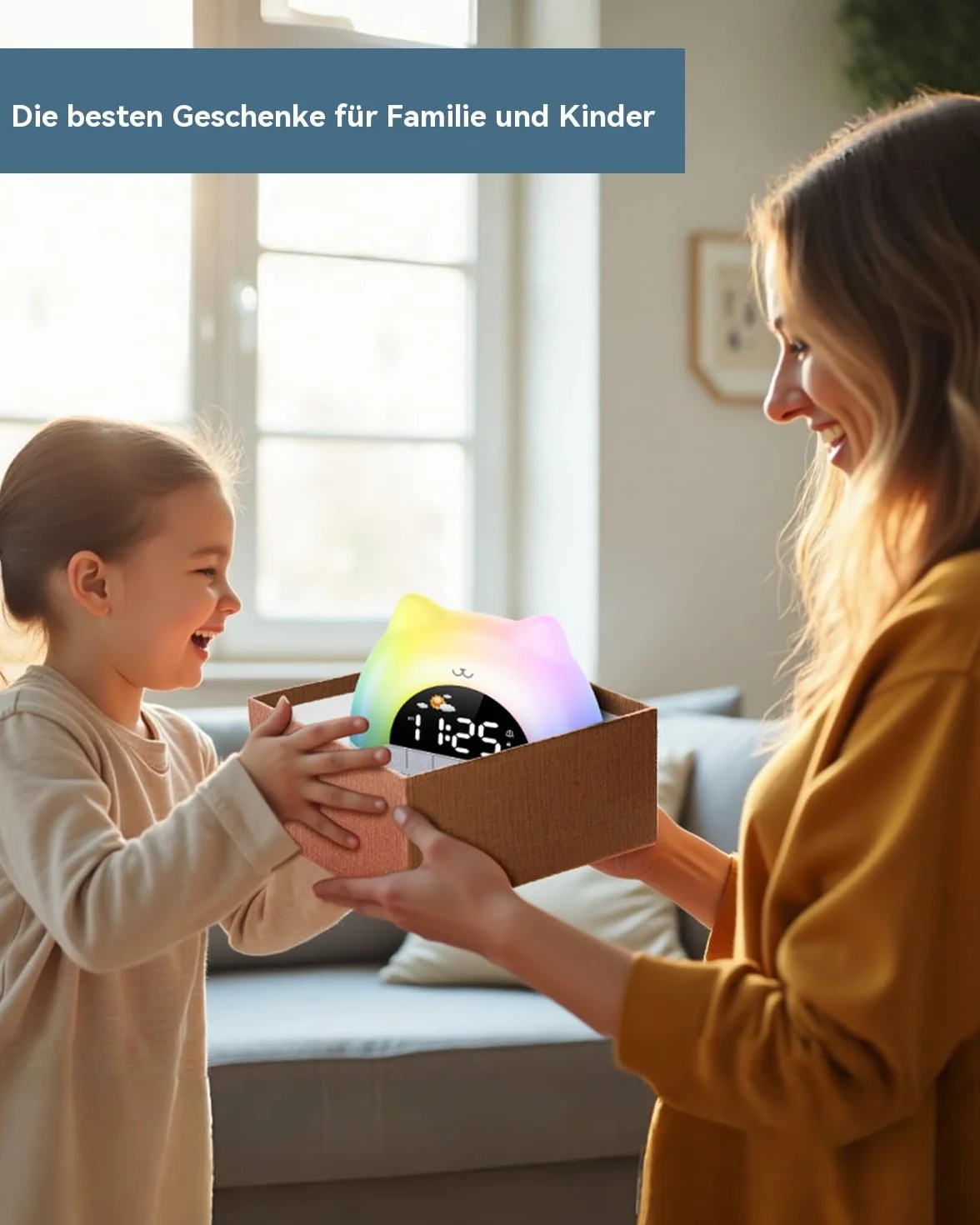 Réveil numérique enfant RVB double alarme snooze 11 couleurs 10 effets sonores
