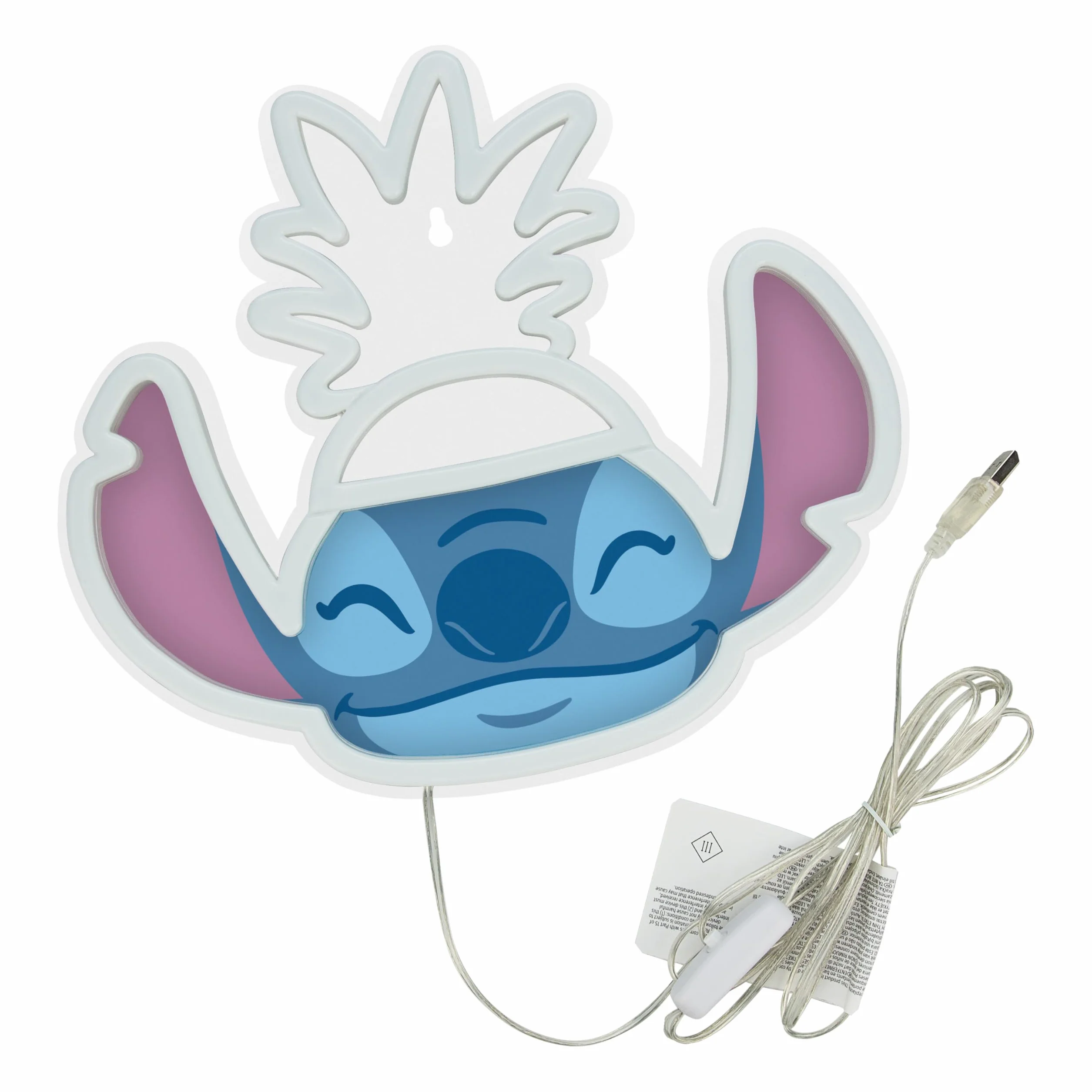 Paladone Applique murale néon LED Lilo & Stitch avec ananas, sous licence officielle Disney